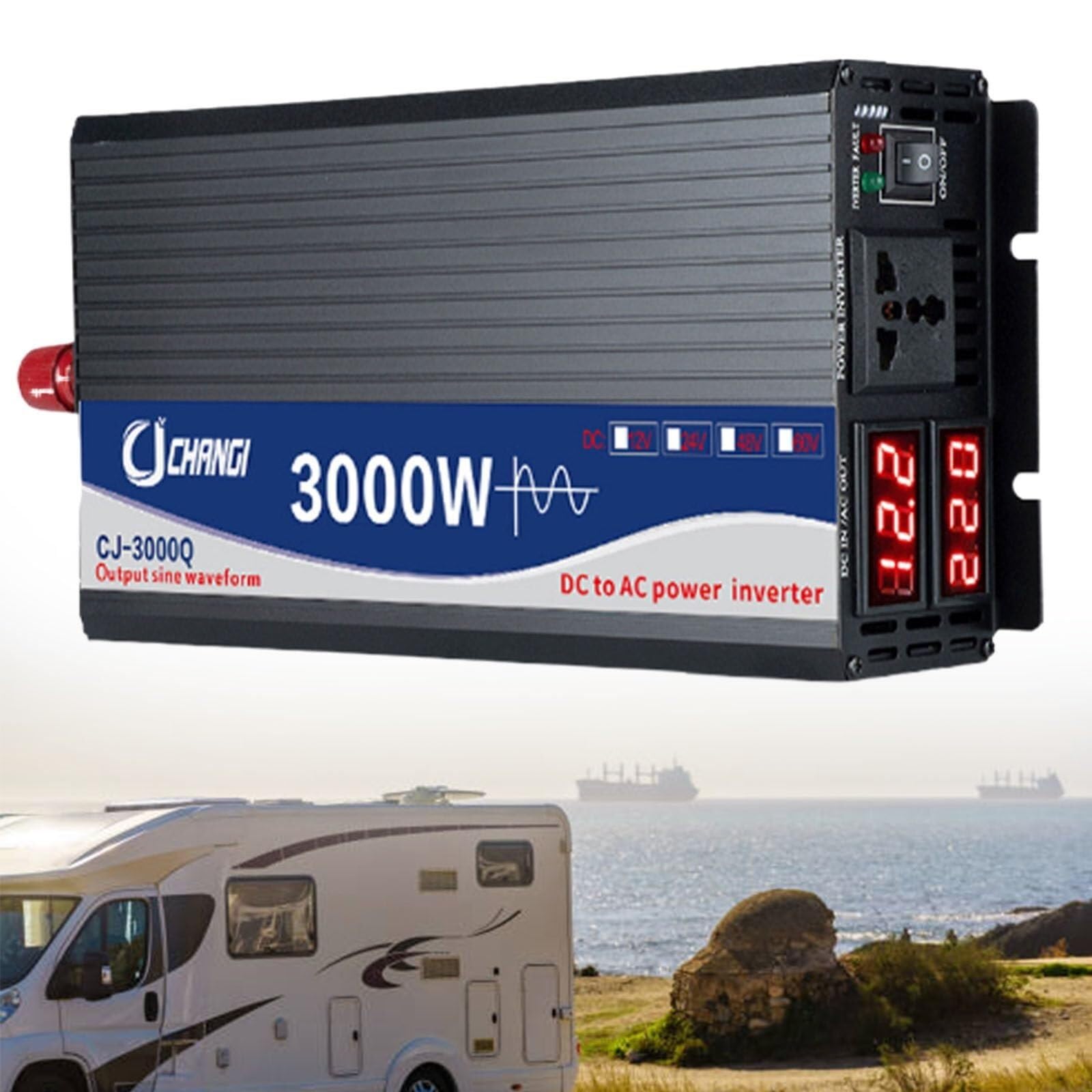 Reiner Sinus Wechselrichter 12V 24V 48V 60V 72V 220V 230V 3000W 4000W 5000W Auto Spannungswandler KFZ Konverter Power Inverter Umwandler Stromwandler für Fahrzeuge Wohnwagen(3000W,12Vto110V) von XINGSHANG