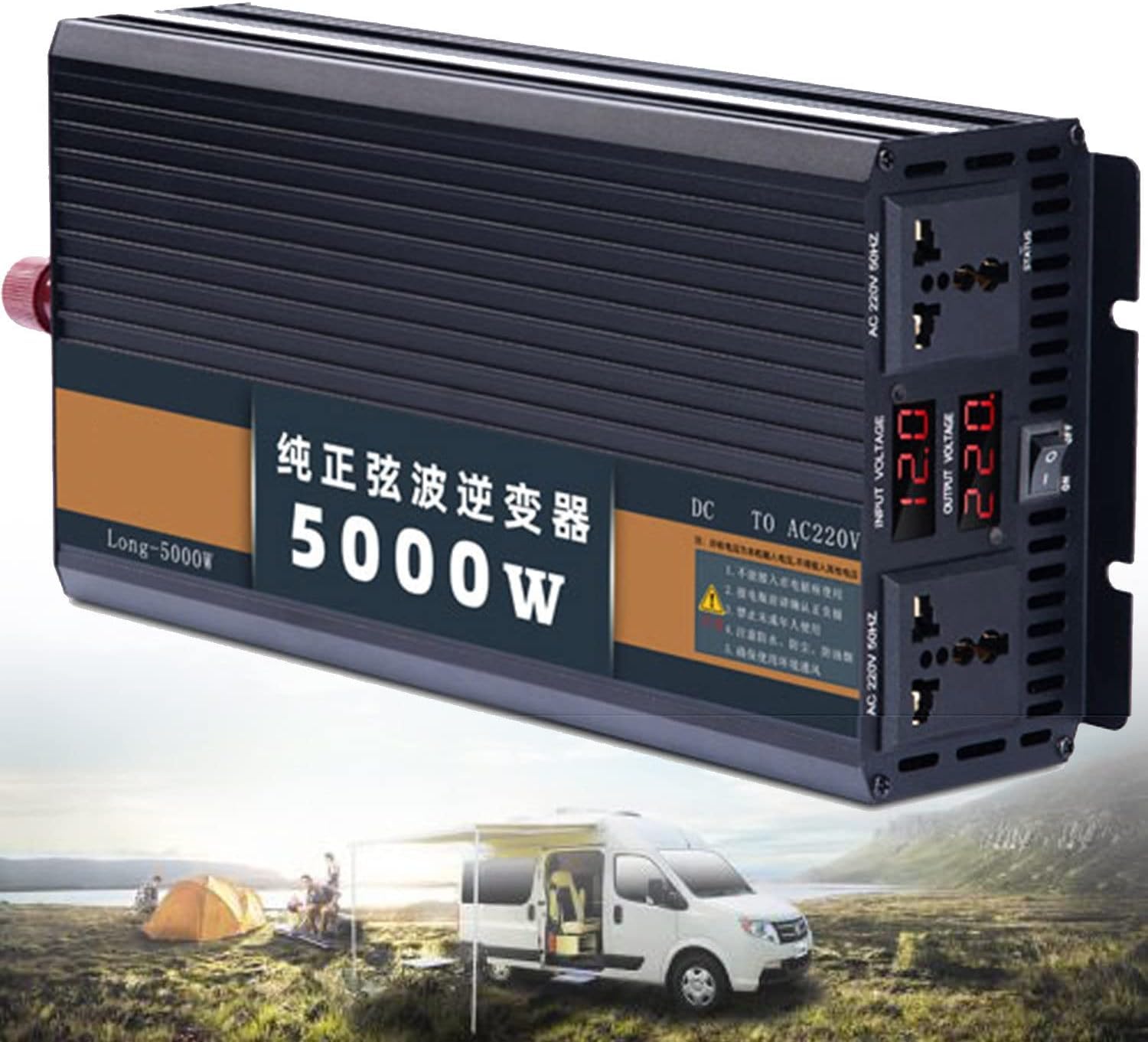 Reiner Sinus Wechselrichter 2500W 4000W 8000W 12000W Spannungswandler DC 12V 24V 48V 60V auf AC 230V 240V AC Stromwandler Power Inverter für Auto KFZ Wohnwagen LKW Camping (5000W,12Vto220V) von XINGSHANG