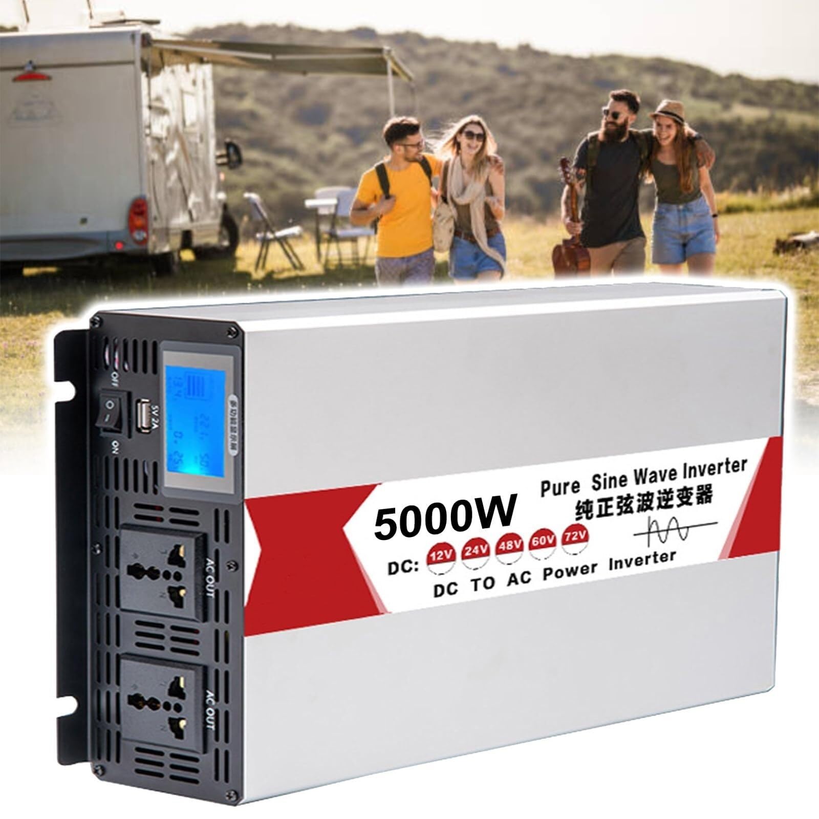 Reiner Sinus Wechselrichter 4000W 5000W 6000W 8000W DC 12V 24V 48V 60V 72V auf AC 230V KFZ Spannungswandler Power Inverter Konverter Voltage Converter Transformator mit LCD-Bildschirm für Wohnmobil(50 von XINGSHANG