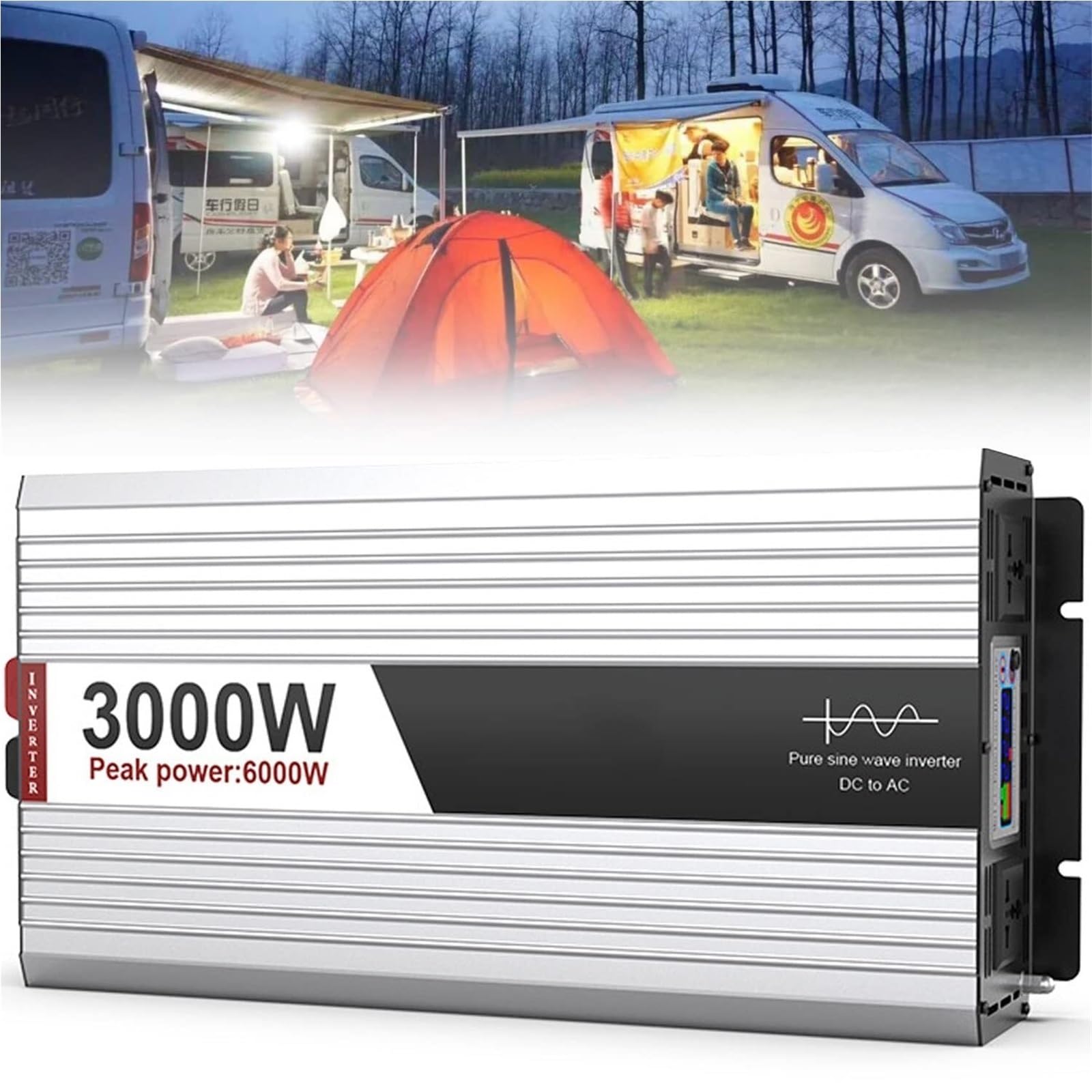 Reiner Sinus Wechselrichter 5000W 6000W 8000W 10000W Spitzenleistung Auto Spannungswandler DC 12V 24V 48V auf AC 230V 240V AC Stromwandler Power Inverter für Auto KFZ Wohnwagen LKW Camping(3000W,24V) von XINGSHANG