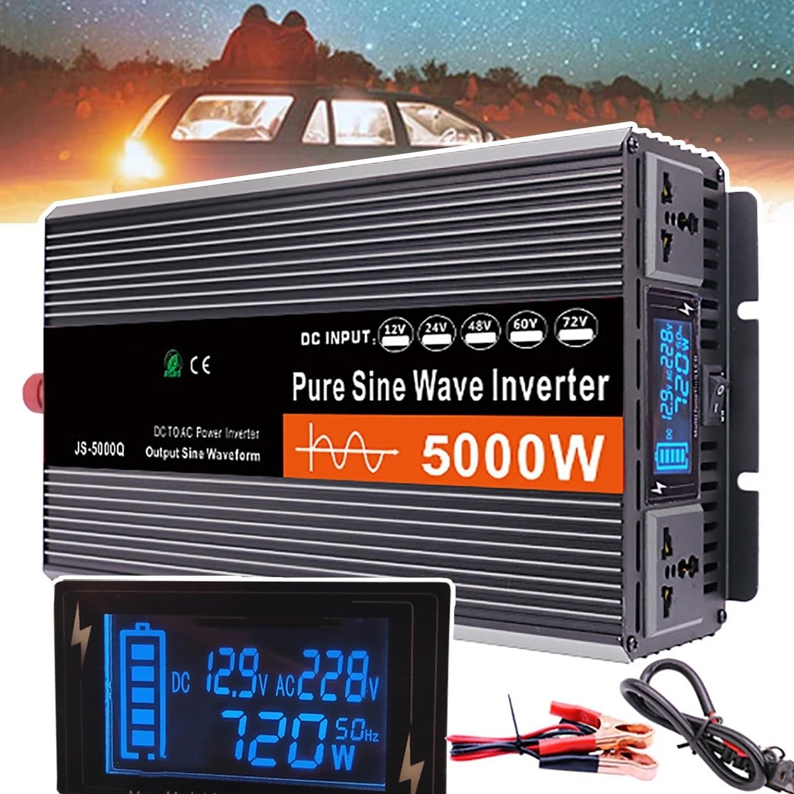 Reiner Sinus Wellen Wechselrichter 3000W 4000W 5000W 6000W (Peak) Auto Solar Spannungswandler DC 12V 24V 48V 60V 72V zu 110V 220V 230V 240V Pure Sine Wave Inverter Transformator für Autos, Camping(500 von XINGSHANG