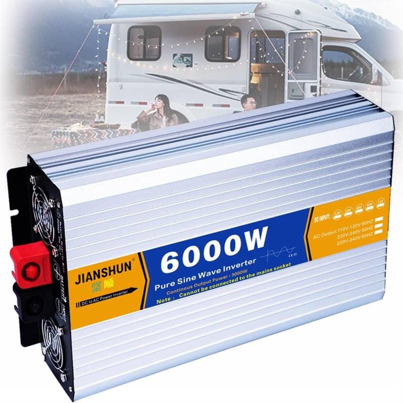 Spannungswandler KFZ Reiner Sinus Wechselrichter Power Solar Inverter 3000W 4000W 5000W 6000W 8000W DC 12V 24V 48V 60V 72V auf AC 230V Steckdose Umwandler Stromwandler Fahrzeuge Wohnwagen Auto(6000W,2 von XINGSHANG