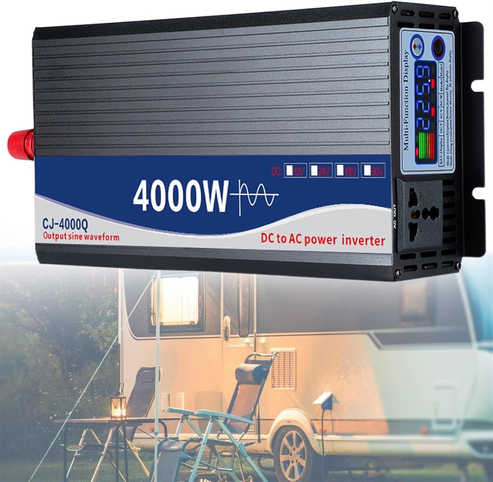 Wechselrichter Spannungswandler 12V 24V 48V 60V 72V auf 230V Reiner Sinus Wechselrichter Inverter mit Steckdosen,LCD-Anzeige Spitzenleistung 4000W 5000W für Kfz LKW Camping Notfall Haushaltsgeräten(40 von XINGSHANG