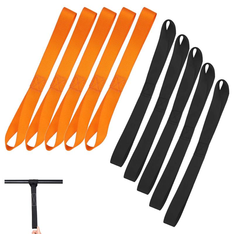 10 Stück Zurrschlaufen,2,5 × 30,5 cm Weiche Schlaufen Spanngurte,Zurrschlaufen Befestigungsriemen Set für Fahrrad Motorrad Transport (Schwarz, Orange) von XINTANGXIA