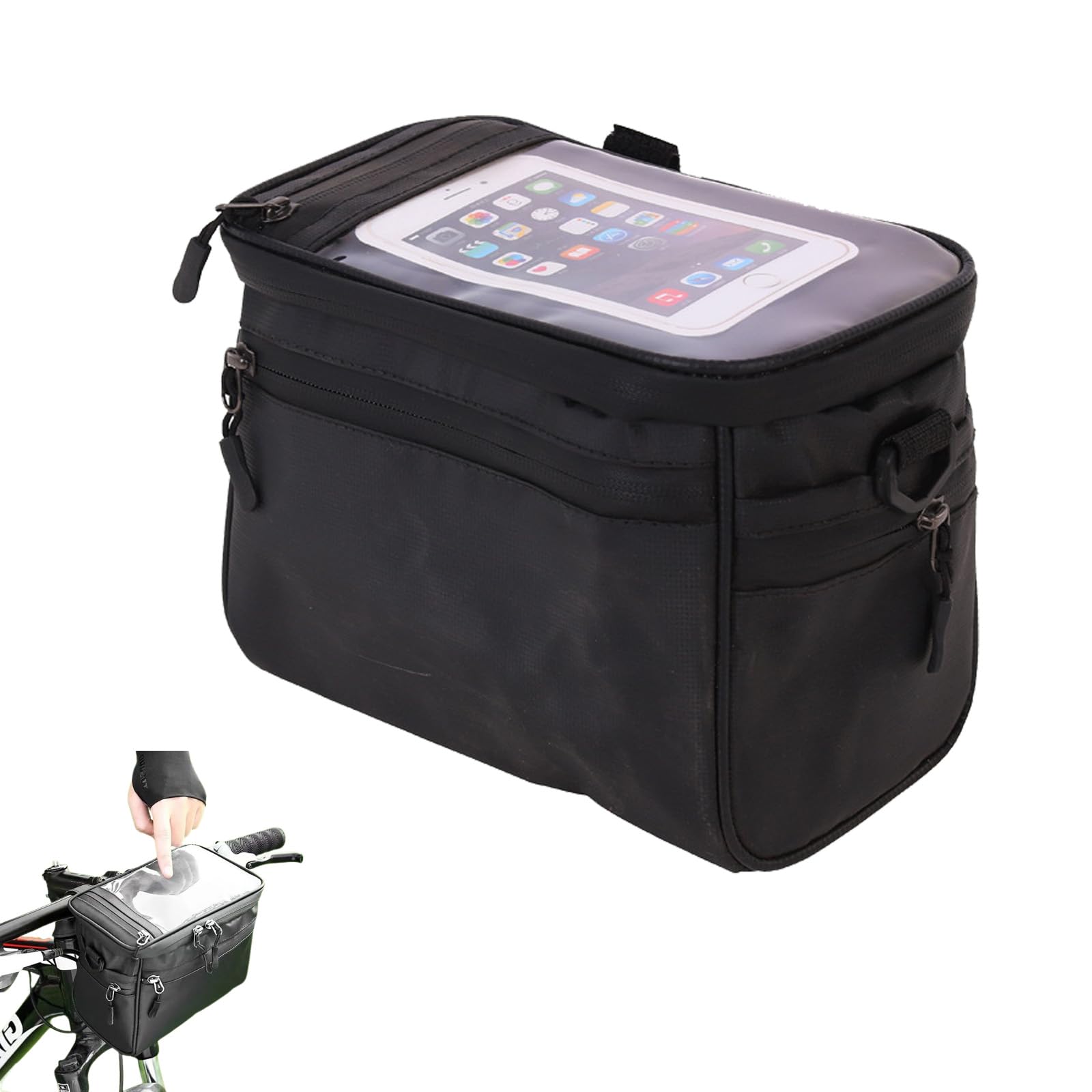 XINTANGXIA Lenkertasche Fahrrad Wasserdicht Fahrradtasche Lenker mit Touchscreen Schwarz Fahrradlenkertasche für MTB Rennrad Radfahren Pendeln von XINTANGXIA