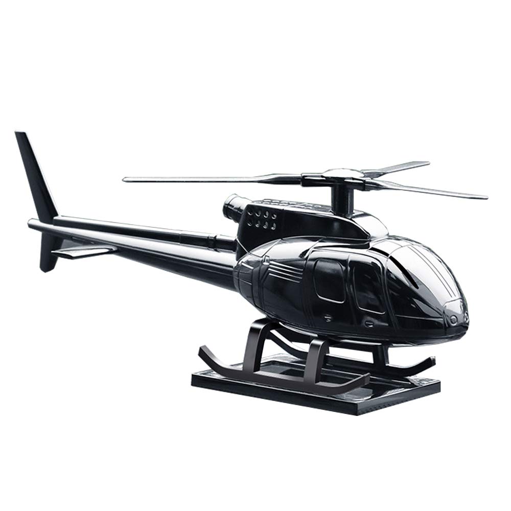 XISEDO Solar Auto Lufterfrischer, Auto Supplies Kreativer Hubschrauber Aircraft Dekoration Hochwertige Metall Geschenk Mini Solar Auto Parfüm Lufterfrischer Duft Auto Flugzeug Ornament (Schwarz) von XISEDO