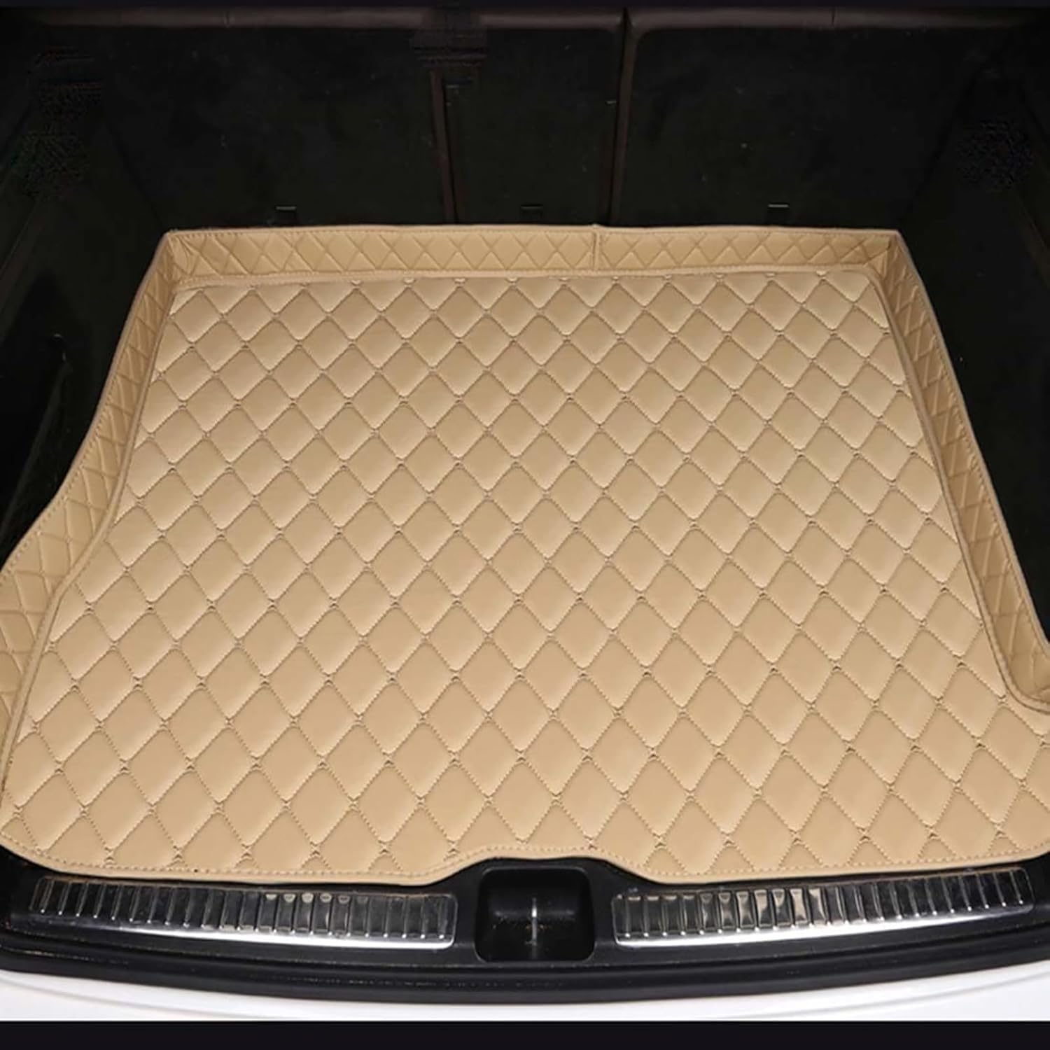 Auto Kofferraum Schutzmatte für Focus Mk3 St RS 2012-2018, Anpassen Leder Kofferraumwanne Cargo Wasserdicht Kratzfeste Staubdicht Interieur Zubehör,D/Beige von XIUDAM