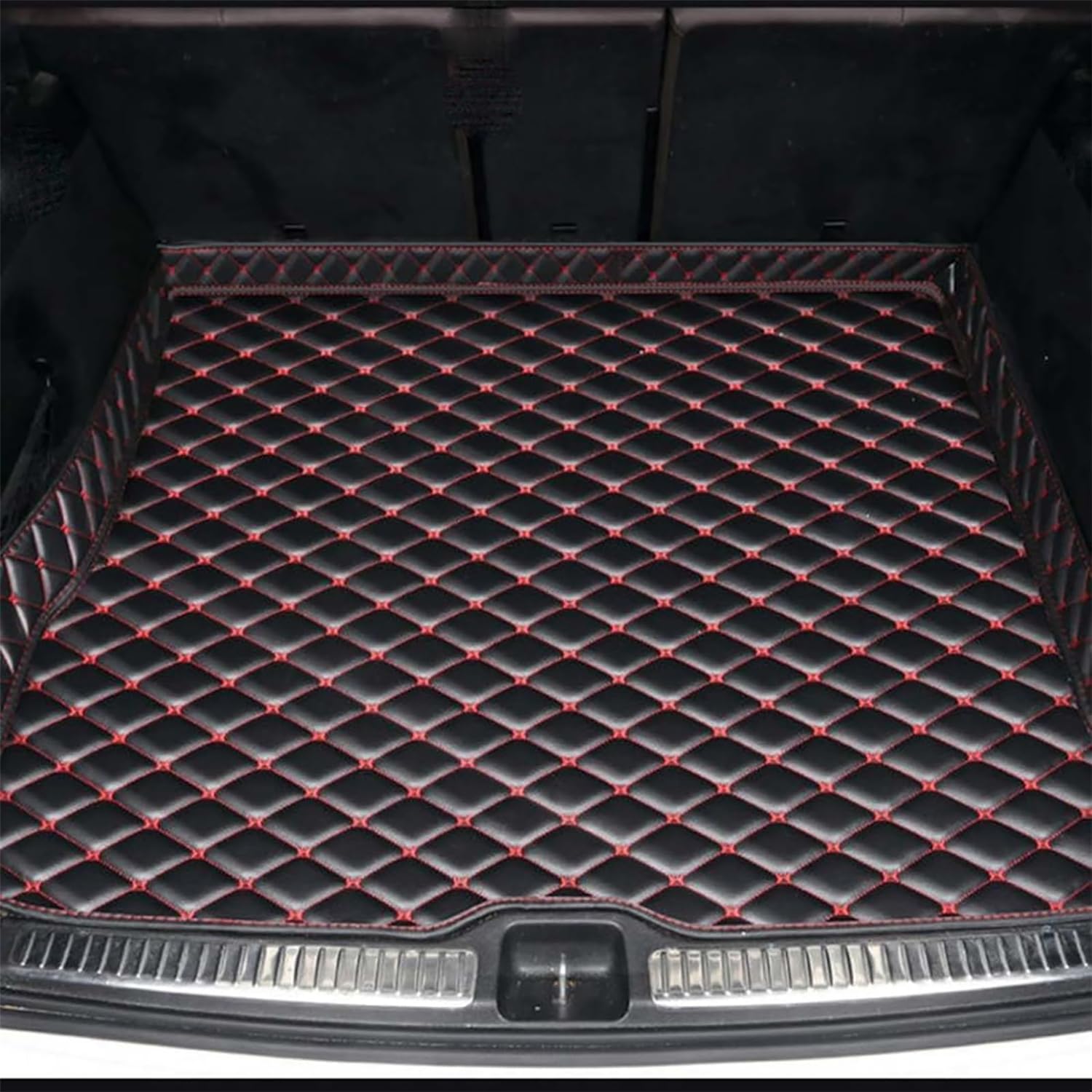 Auto Kofferraum Schutzmatte für Hyundai New Santafe 2013 (5 Seats), Anpassen Leder Kofferraumwanne Cargo Wasserdicht Kratzfeste Staubdicht Interieur Zubehör,C/Black and Red von XIUDAM