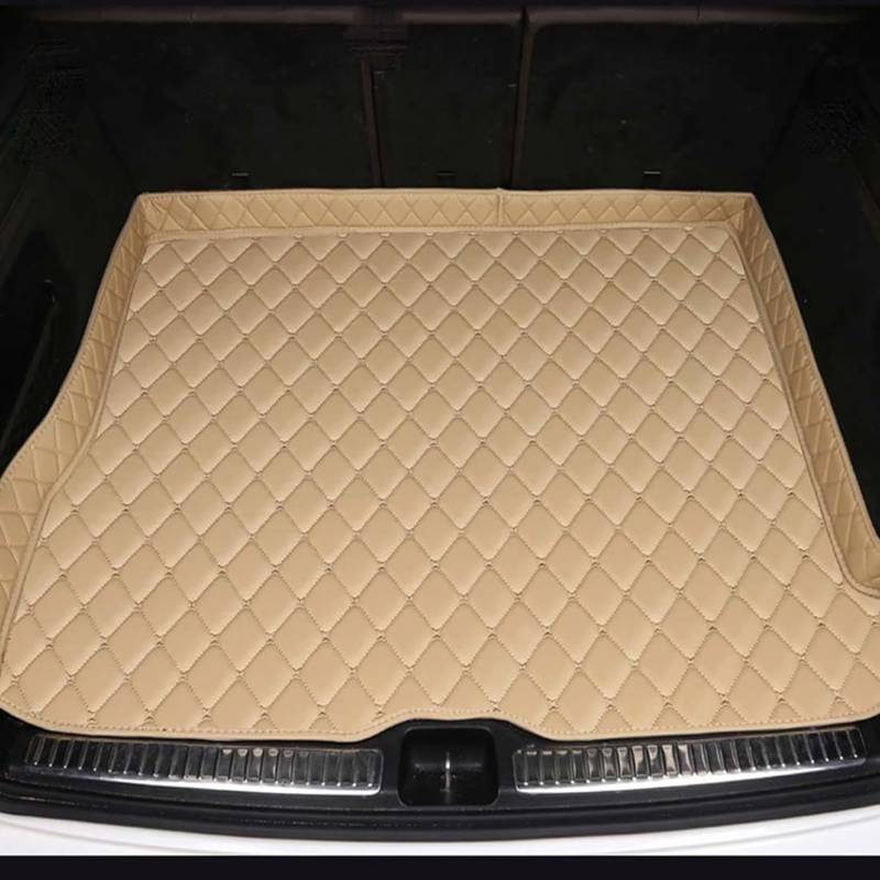 Auto Kofferraum Schutzmatte für Peuge Peugeot 5008 2009-2016, Anpassen Leder Kofferraumwanne Cargo Wasserdicht Kratzfeste Staubdicht Interieur Zubehör,D/Beige von XIUDAM