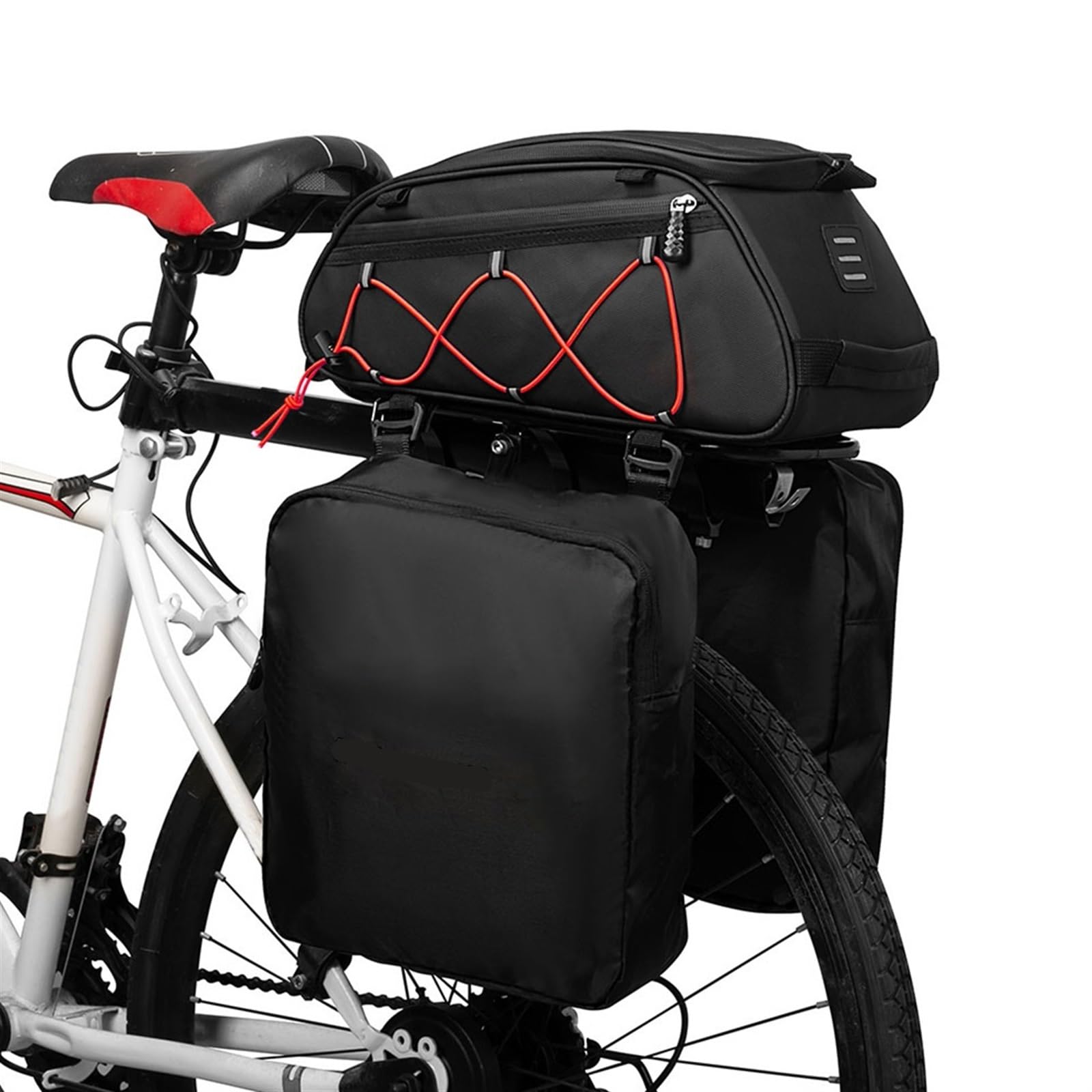 Fahrradtasche 3-in-1-Fahrradgepäckträgertasche, Kofferraumtasche, wasserdichte Fahrrad-Rücksitztasche mit 2 seitlichen Hängetaschen, Fahrradfrachtgepäcktasche Fahrradtaschen für Gepäckträger(Red) von XIUsheUA