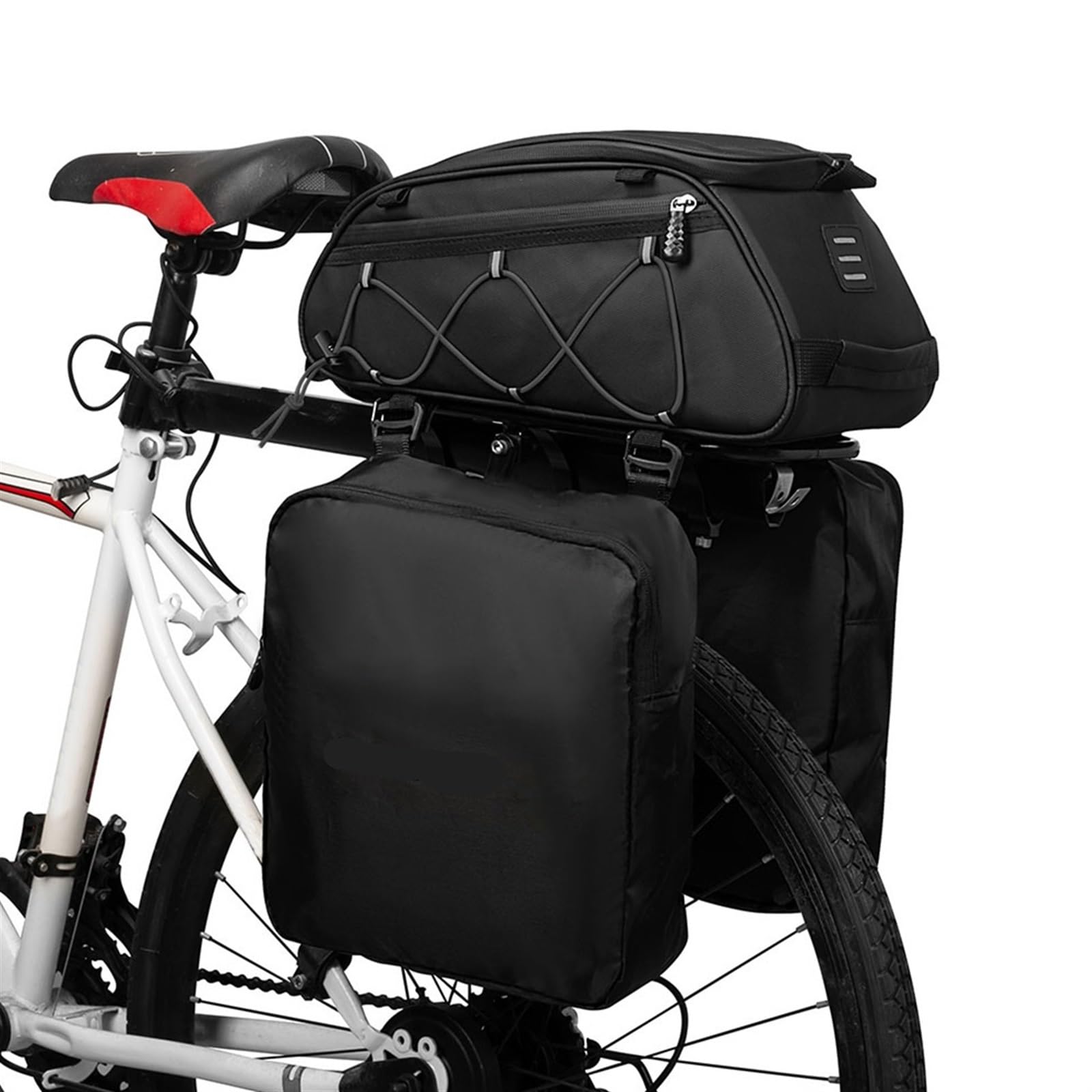 Fahrradtasche 3-in-1-Fahrradgepäckträgertasche, Kofferraumtasche, wasserdichte Fahrrad-Rücksitztasche mit 2 seitlichen Hängetaschen, Fahrradfrachtgepäcktasche Fahrradtaschen für Gepäckträger(Grey) von XIUsheUA