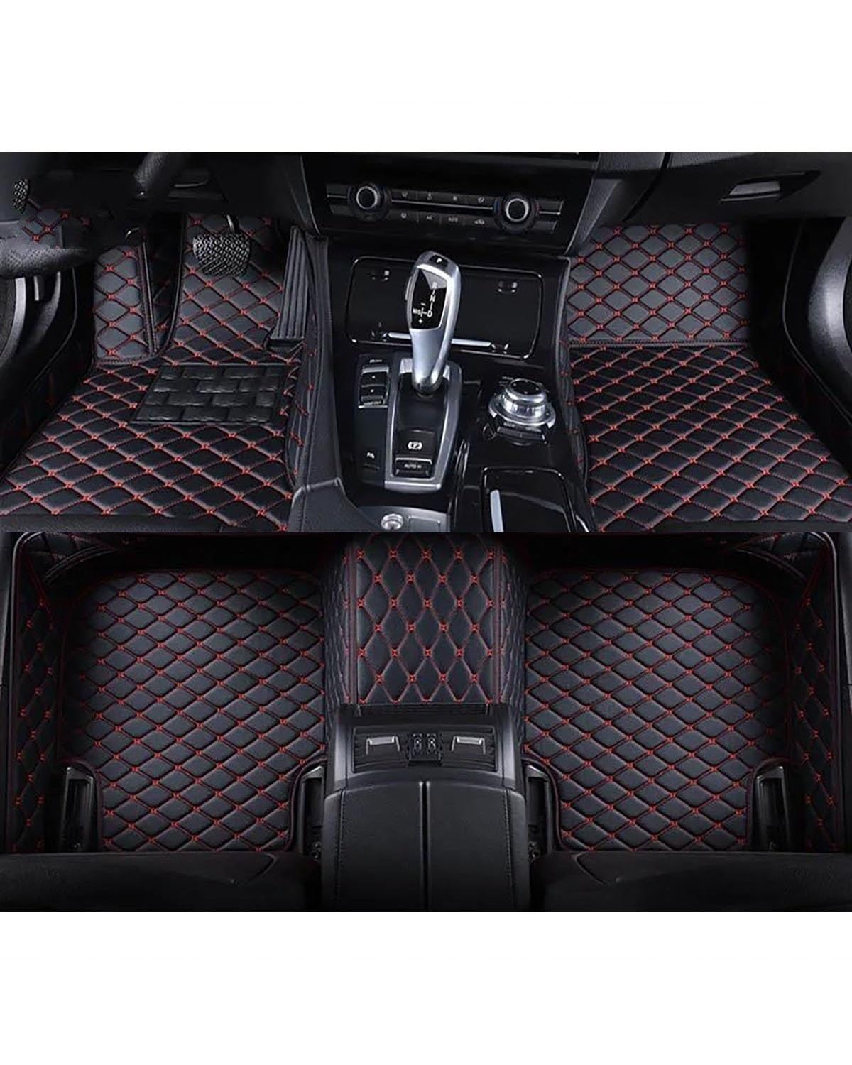 Auto Fußmatten 1Set Auto-Fußmatten Für Ford Für Mondeo V 5 Für Fusion 2014 2015-2023 Auto-Fußteppich Auto-Fußraummatten Autozubehör Autofußmatten(Black Red) von XJJJWL