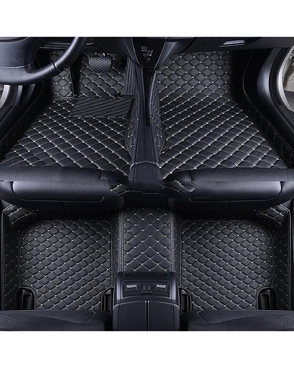 Auto Fußmatten Auto-Fußmatten Für X3 Für E83 2003-2010 Für F25 2011-2017 Für G01 2018-2023 Innenausstattung Leder Autofußmatten(Black White 5 Seat,for X3 E83 03-10) von XJJJWL
