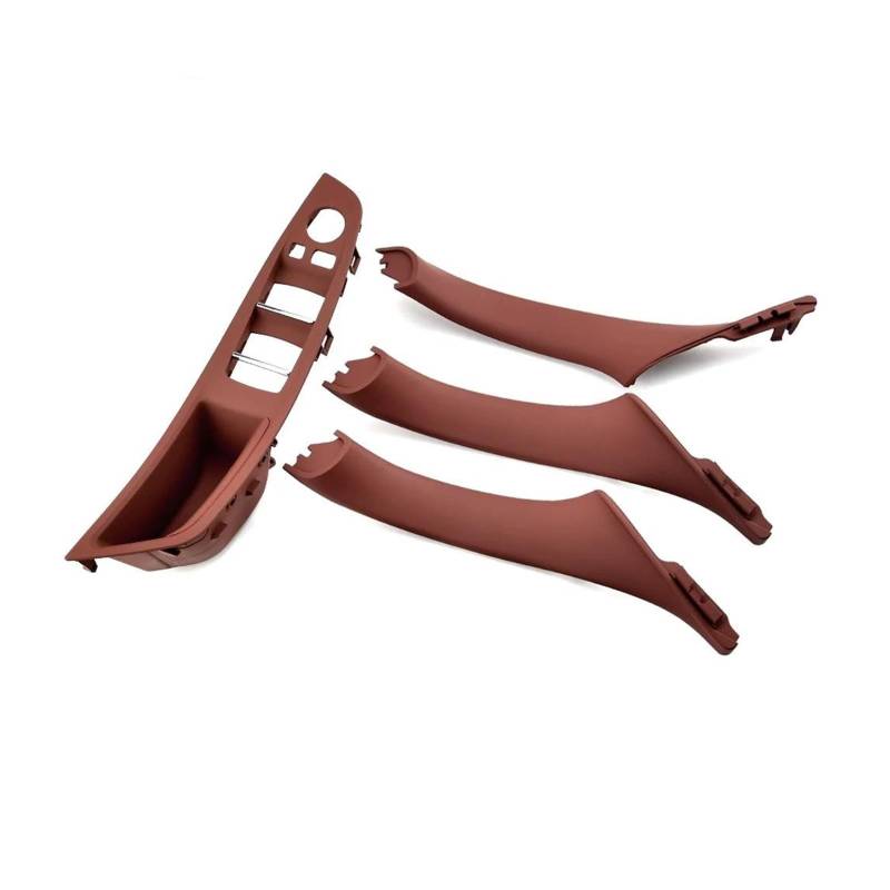 Auto Innentürgriff Für 5 Serie Für F10 Für F11 Auto Innen Tür Griff Panel Pull Trim Abdeckung Türgriffabdeckung(Red Brown-4PCS) von XJJLYQ