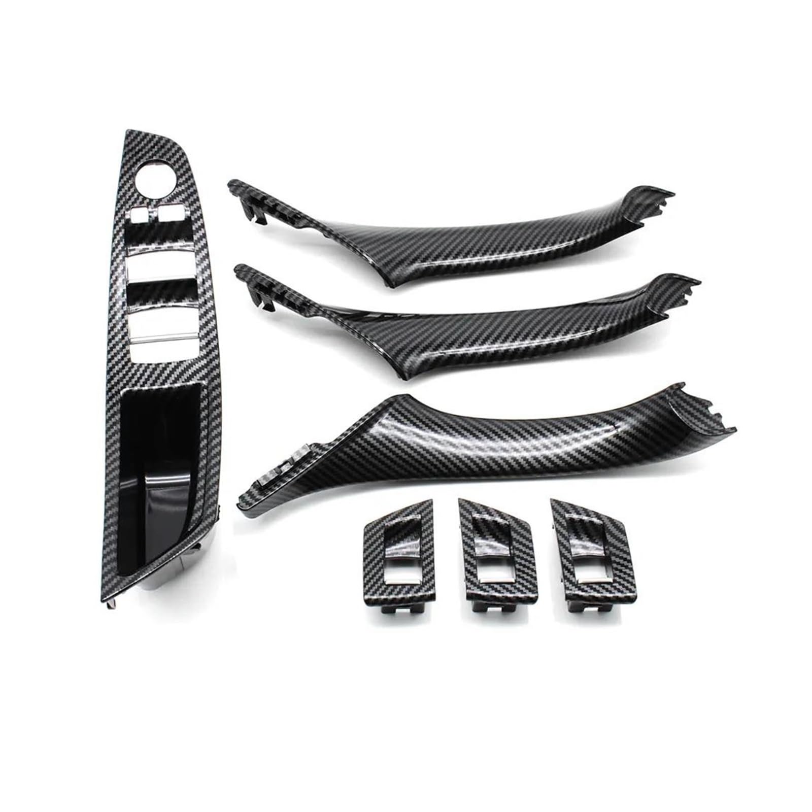 Auto Innentürgriff Für 5 Serie Für F10 Für F11 Für F18 520i 523i 525i 528i 535i Auto Innen Tür Armlehne Fenster Schalter Griff Türgriffabdeckung(LHD CarbonFiber 7PCS) von XJJLYQ