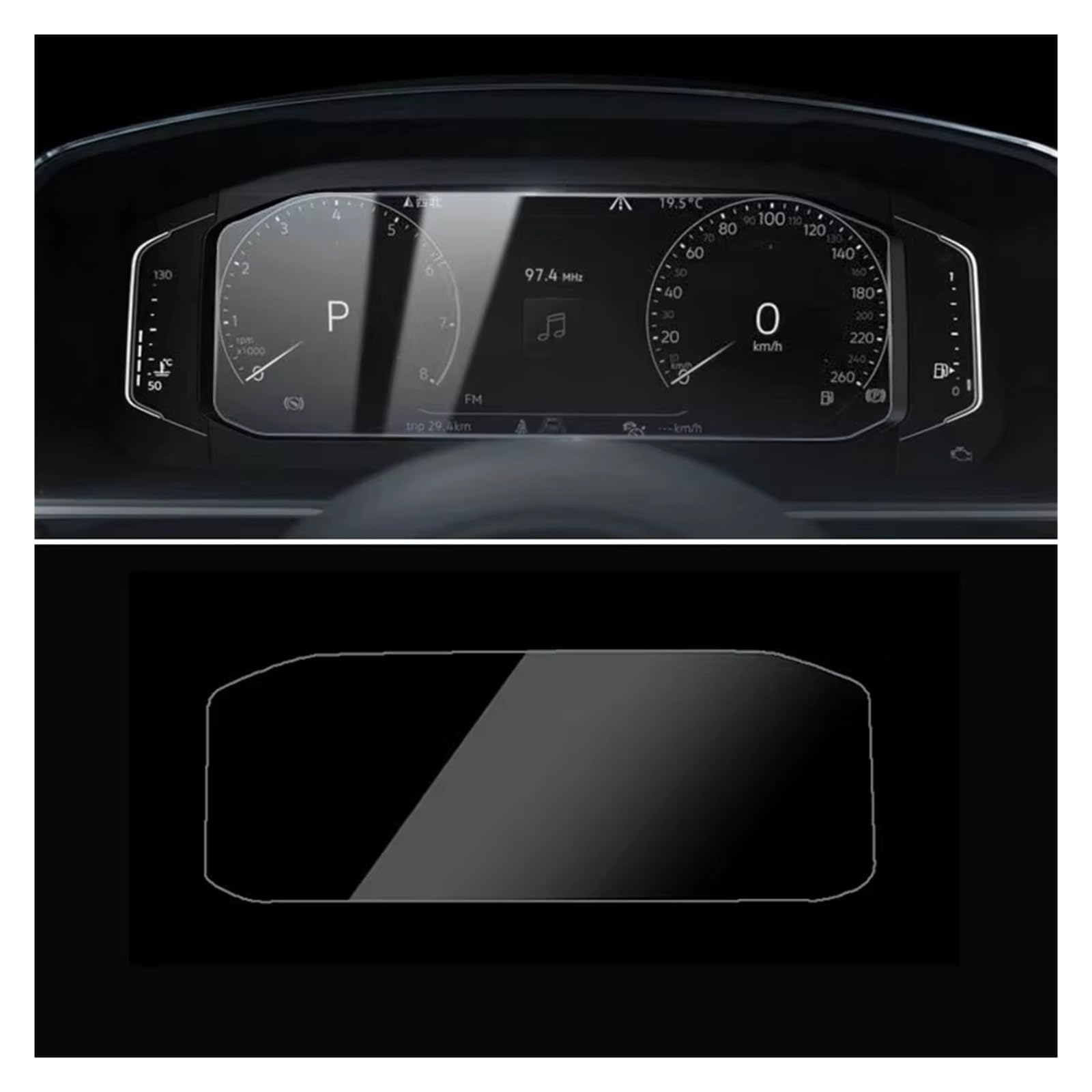 Navigation Schutzfolie Auto GPS Navigation Gehärtetem Glas Screen Protector Stahl Portective Film Für VW Für Tiguan Für Mk2 2016 2017 2018 Digital Cockpit Schutzfolie(Instrument) von XJJLYQ