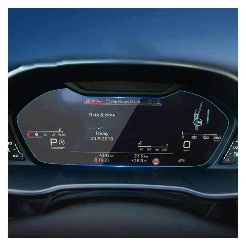 Navigation Schutzfolie Display-Schutzfolie Aus Gehärtetem Glas Für Q3 2021 2022 Auto-Instrumenten-Armaturenbrett Innen-Anti-Kratz-Folie Digital Cockpit Schutzfolie(Dashboard 12.3 mm) von XJJLYQ