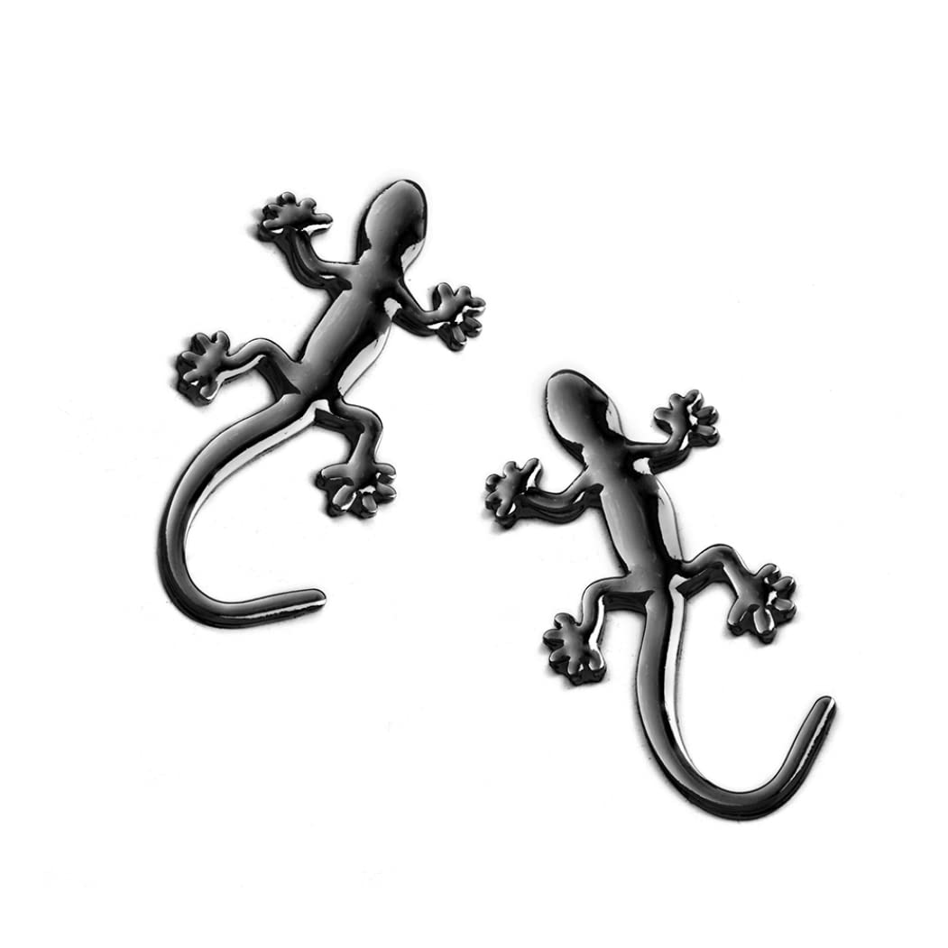 Autoaufkleber Abzeichen, Autoaufkleber 3D Gecko Echsenauto Badge Metal Car Decal Dekorative Accessoires Schwarz 2pcs von XJKLBYQ