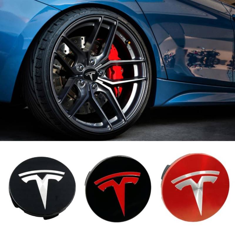 4 Stück 56mm Auto Radnabenkappen für Tesla Model S Model X Model 3 Model Y, Legierung Wasserdicht Staubdicht Radnabenabdeckung Auto Tuning Zubehör,normal-Silverstyle2 von XJQHK