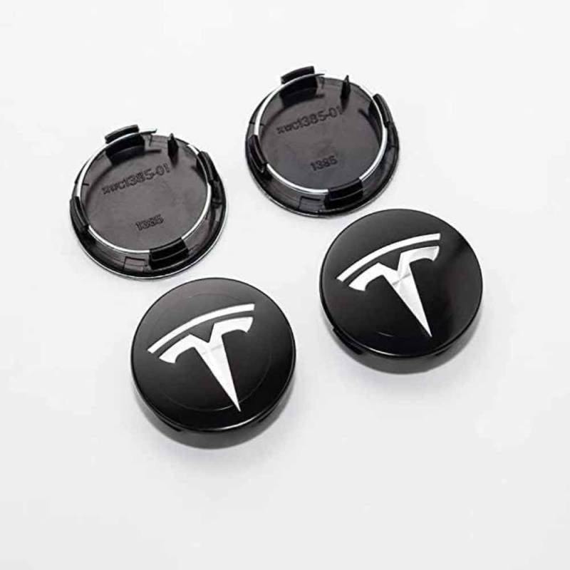 4 Stück 60mm Auto Radnabenkappen für Tesla Model 3/S/X 60mm, Legierung Wasserdicht Staubdicht Radnabenabdeckung Auto Tuning Zubehör,normal-A Black von XJQHK