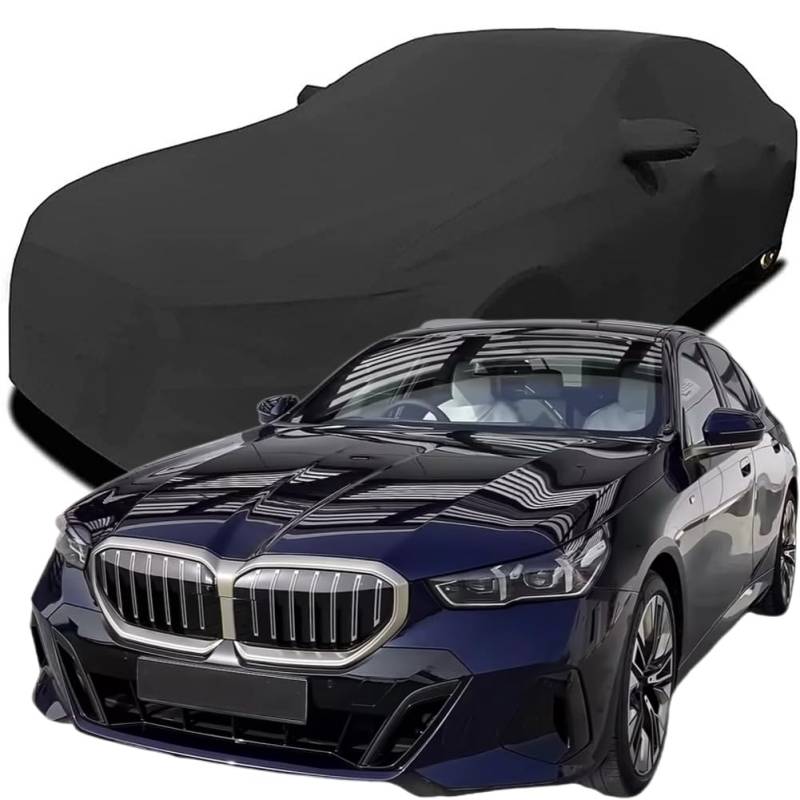 Auto Abdeckung für BMW 5 Series 520i 2024 2025, Indoor Schutz Elastisch Atmungsaktiv Staubschutz Weich Stretch Stoff Autoabdeckung,Black von XJQHK