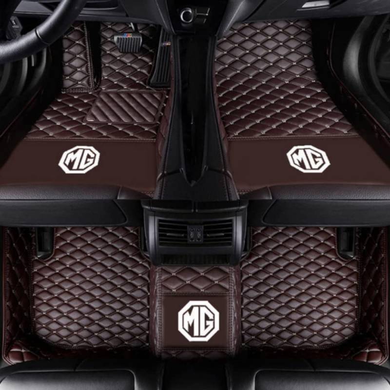 Auto Fußmatten für MG GS 2015 2016, Bodenmatte Leder Anti-Rutsch Wasserdicht Allwetter Automatten Protect Zubehör,Normal-Coffeestyle von XJQHK