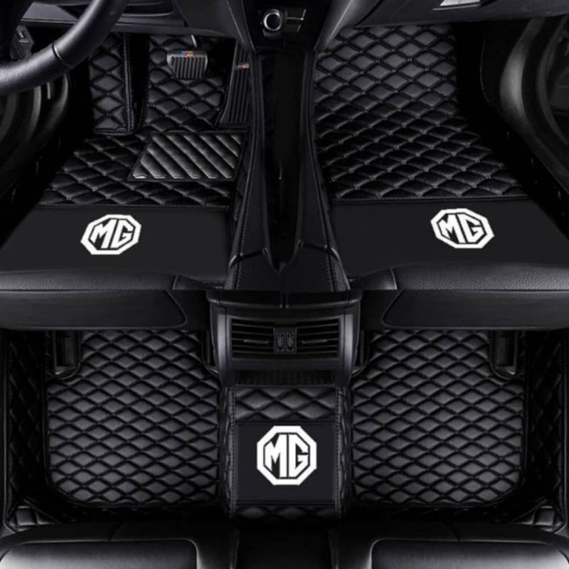 Auto Fußmatten für MG ZS 2017 2018 2019 2020 2021 2022 2023 2024, Bodenmatte Leder Anti-Rutsch Wasserdicht Allwetter Automatten Protect Zubehör,Normal-Blackstyle von XJQHK