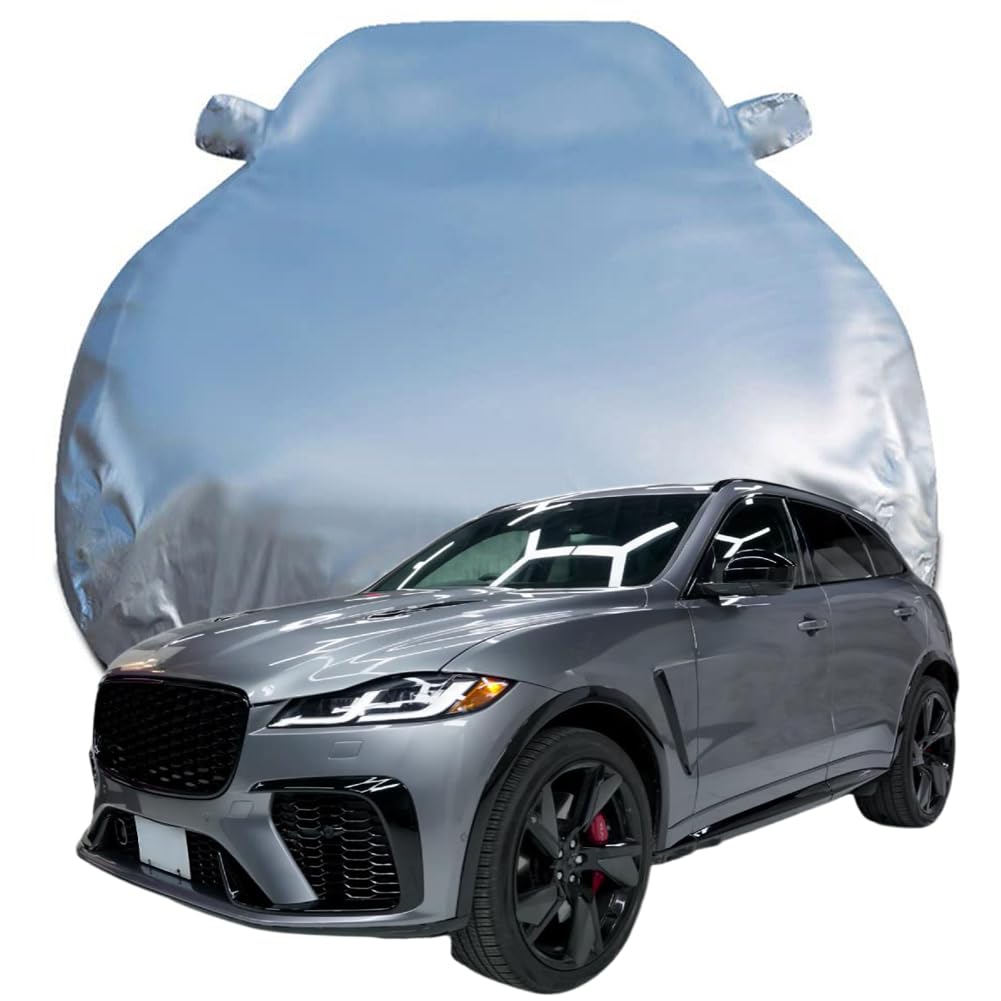 Autoabdeckung Kompatibel für Jaguar F-Pace SVR, Schnee/Kratzfest/Uv-Schutz Alles Wetter Oxford Schutzplane,Silver von XJQHK