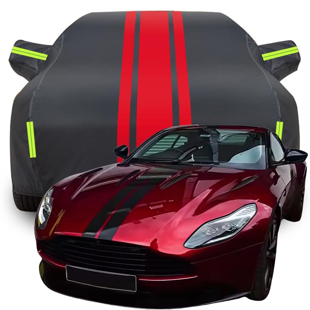 Vollgarage Autoabdeckung für Aston Martin DB11 V12, Wasserdicht/Kratzfest/Uv-Schutz Autoplanen Garagen Hagelschutzplane,A-Black-Red von XJQHK