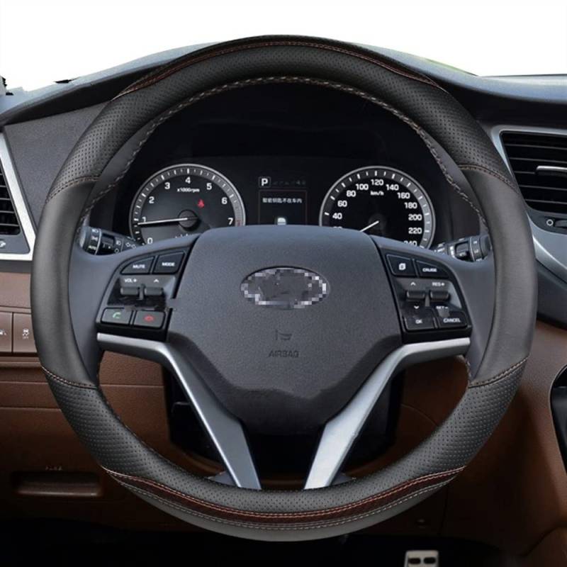 Auto-Lenkradbezüge Auto Lenkradabdeckung Für Hyundai Für Tucson 2004~2022 Für NX4 Für IX35 2016 2017 2019 2021 2022 PU Leder Carbonfaser Autozubehör(O Brown) von XKCMGSI