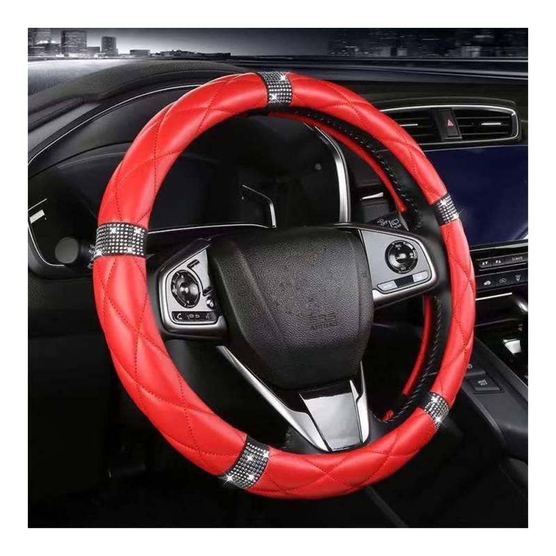 Auto-Lenkradbezüge Auto-Lenkradabdeckung Strass Leder Auto Zubehör Universal 15 Zoll Für Frauen Griff Schutzhülle 38CM(A) von XKCMGSI