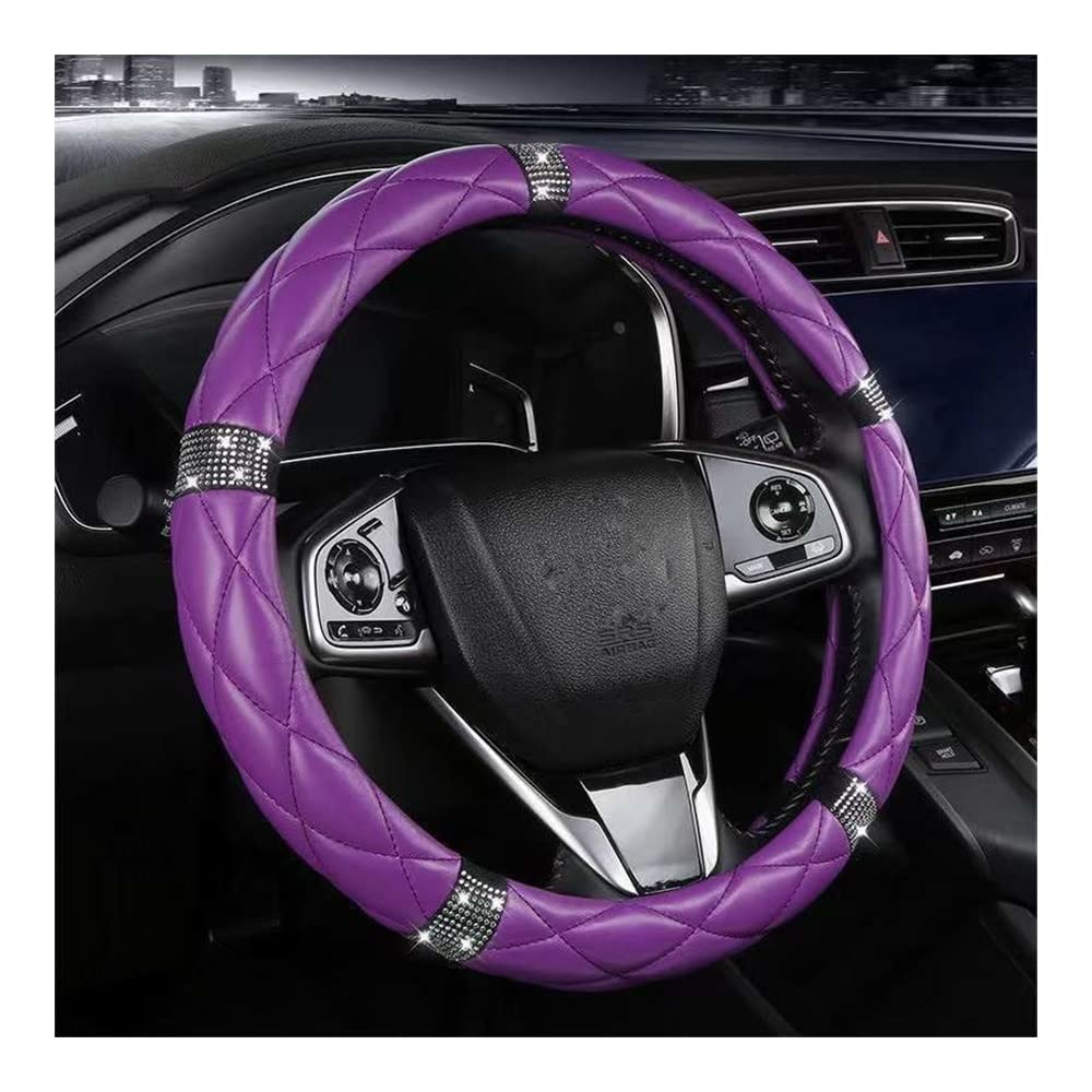 Auto-Lenkradbezüge Auto-Lenkradabdeckung Strass Leder Auto Zubehör Universal 15 Zoll Für Frauen Griff Schutzhülle 38CM(B) von XKCMGSI