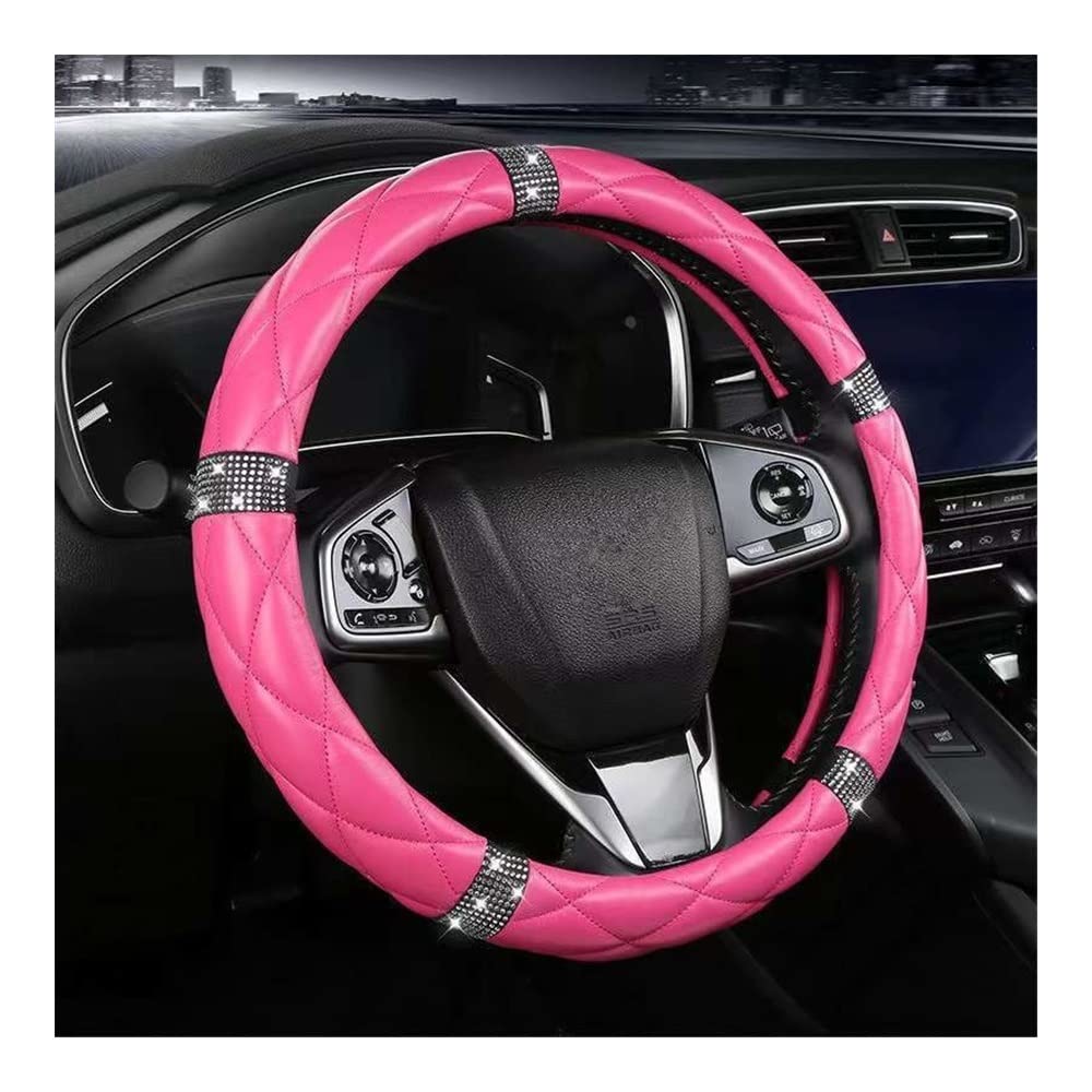 Auto-Lenkradbezüge Auto-Lenkradabdeckung Strass Leder Auto Zubehör Universal 15 Zoll Für Frauen Griff Schutzhülle 38CM(C) von XKCMGSI