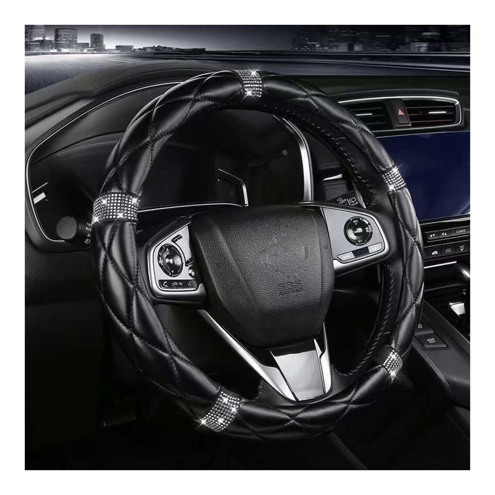 Auto-Lenkradbezüge Auto-Lenkradabdeckung Strass Leder Auto Zubehör Universal 15 Zoll Für Frauen Griff Schutzhülle 38CM(D) von XKCMGSI