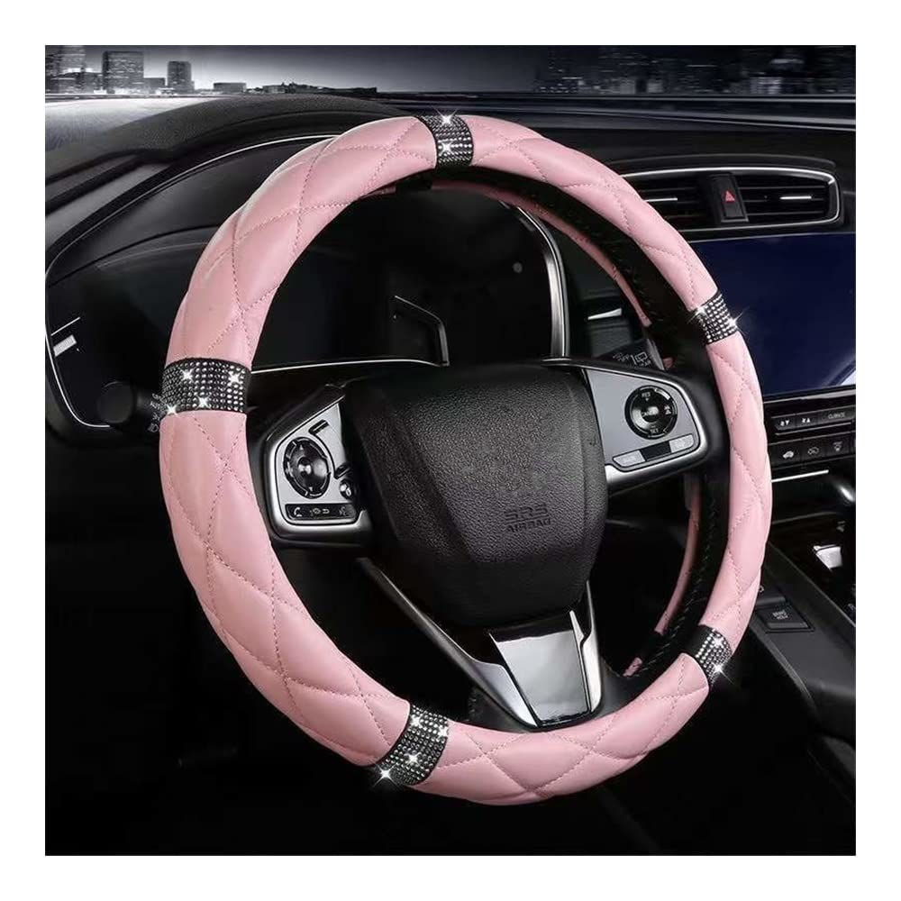 Auto-Lenkradbezüge Auto-Lenkradabdeckung Strass Leder Auto Zubehör Universal 15 Zoll Für Frauen Griff Schutzhülle 38CM(E) von XKCMGSI