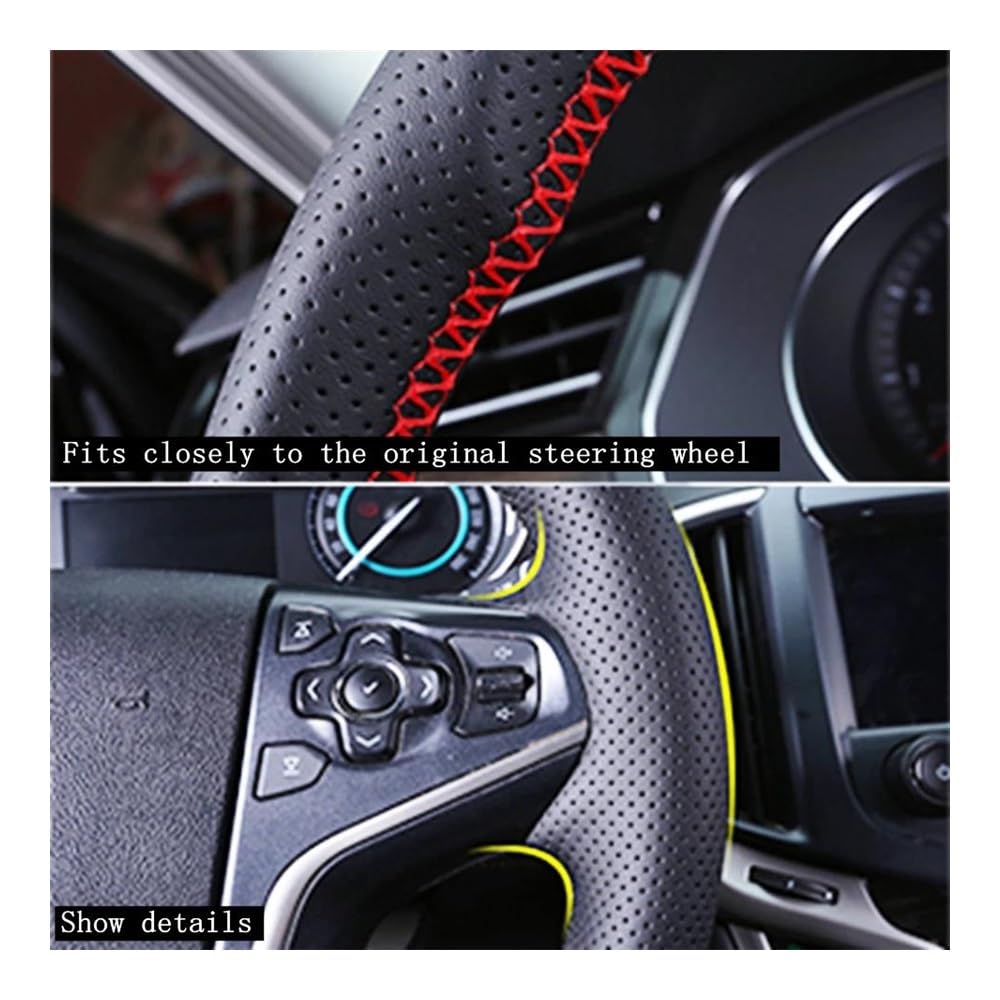 Auto-Lenkradbezüge Auto Zubehör Lenkrad Abdeckung Für Cayenne 2006 2007 2008 2009 Auto Innen Anpassen DIY Echtes Leder(Red Thread) von XKCMGSI