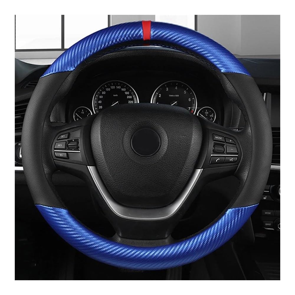 Auto-Lenkradbezüge Carbon Faser Auto Lenkrad Abdeckung Futter Silikon Griff Abdeckung Gummi Auto Zubehör Für Lenkrad(Blue) von XKCMGSI