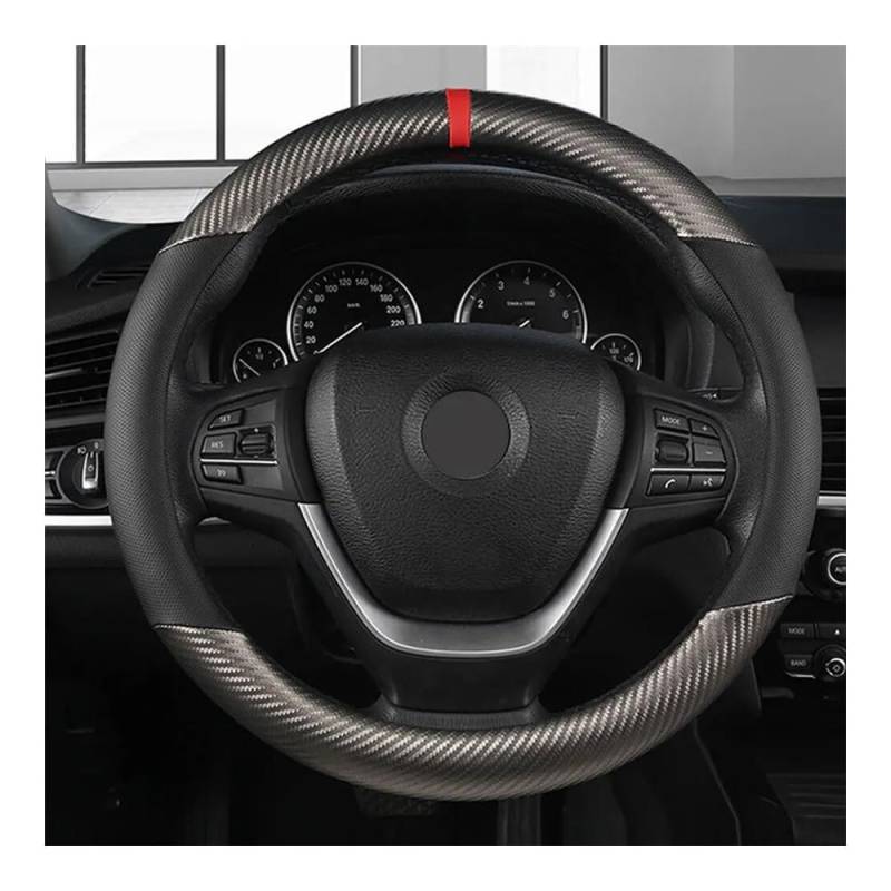 Auto-Lenkradbezüge Carbon Faser Auto Lenkrad Abdeckung Futter Silikon Griff Abdeckung Gummi Auto Zubehör Für Lenkrad(Grey) von XKCMGSI