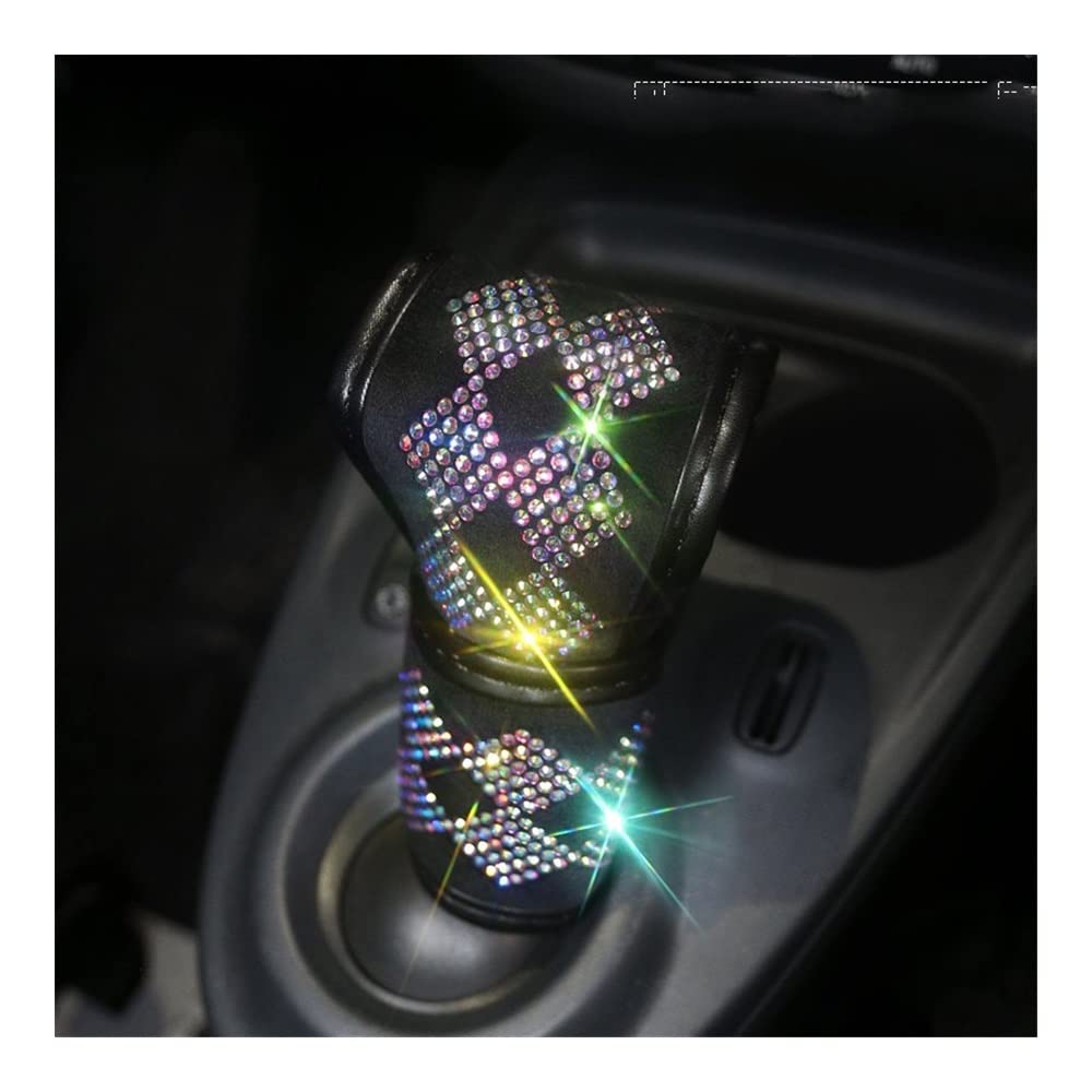 Auto-Lenkradbezüge Crystal Bunte Strass Auto-Lenkradabdeckungen Strass Auto Bedeckt Lenkrad Plüsch Zubehör(Gear Cover) von XKCMGSI