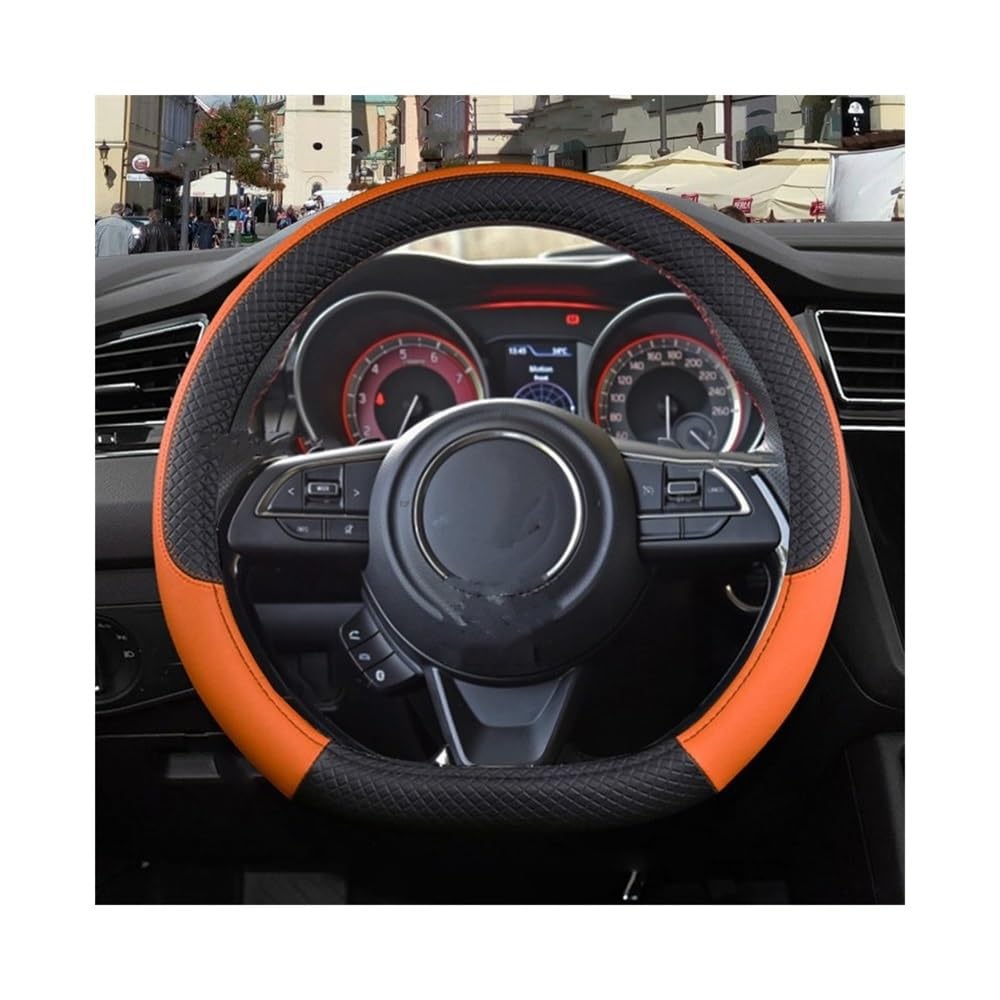 Auto-Lenkradbezüge D Form Sport Auto Lenkrad Abdeckung PU Leder für Suzuki rutschfest Autozubehör geprägtes Design(Orange) von XKCMGSI