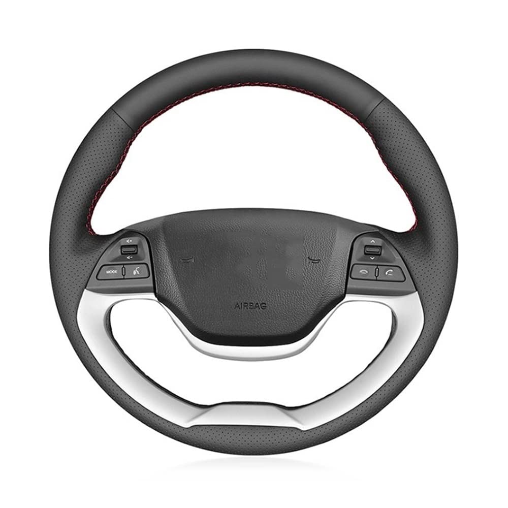 Auto-Lenkradbezüge Für Kia Für Morgen 2011-2016 Für Picanto 2012-2015 Auto Lenkradabdeckung Ledergeflecht Für Lenkrad(Gray Thread) von XKCMGSI