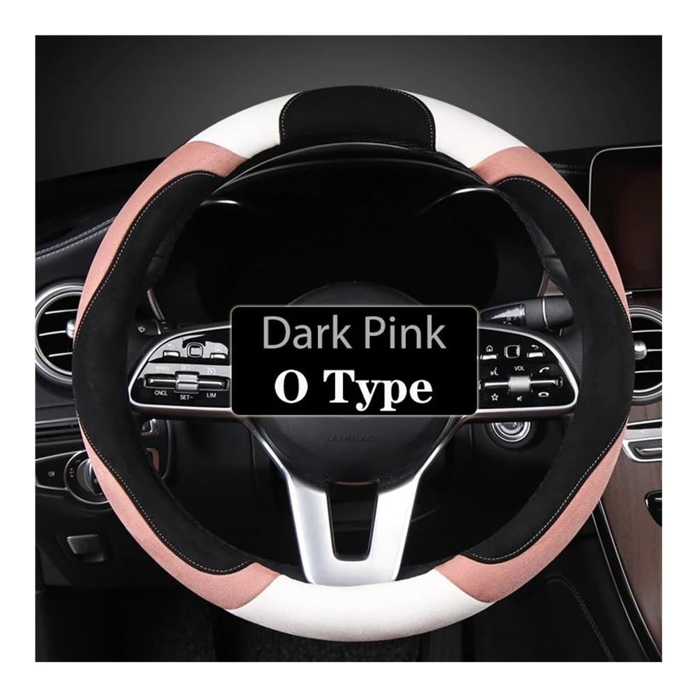 Auto-Lenkradbezüge Lenkradbezug 15 Zoll Universell rutschfest Atmungsaktiv D/O-Lenkradbezug Auto-Innenzubehör(Dark pink,O Type) von XKCMGSI