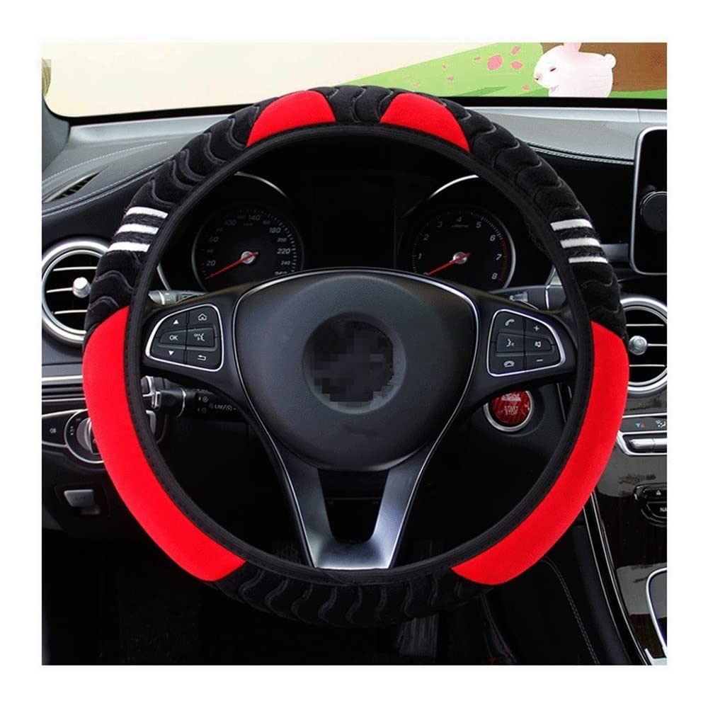 Auto-Lenkradbezüge Little Monster Styling Decor Lenkrad Elastische Abdeckungen Nette Auto Lenkradabdeckung Für Männer Frauen Winter Plüsch Warme Abdeckung(Rood) von XKCMGSI