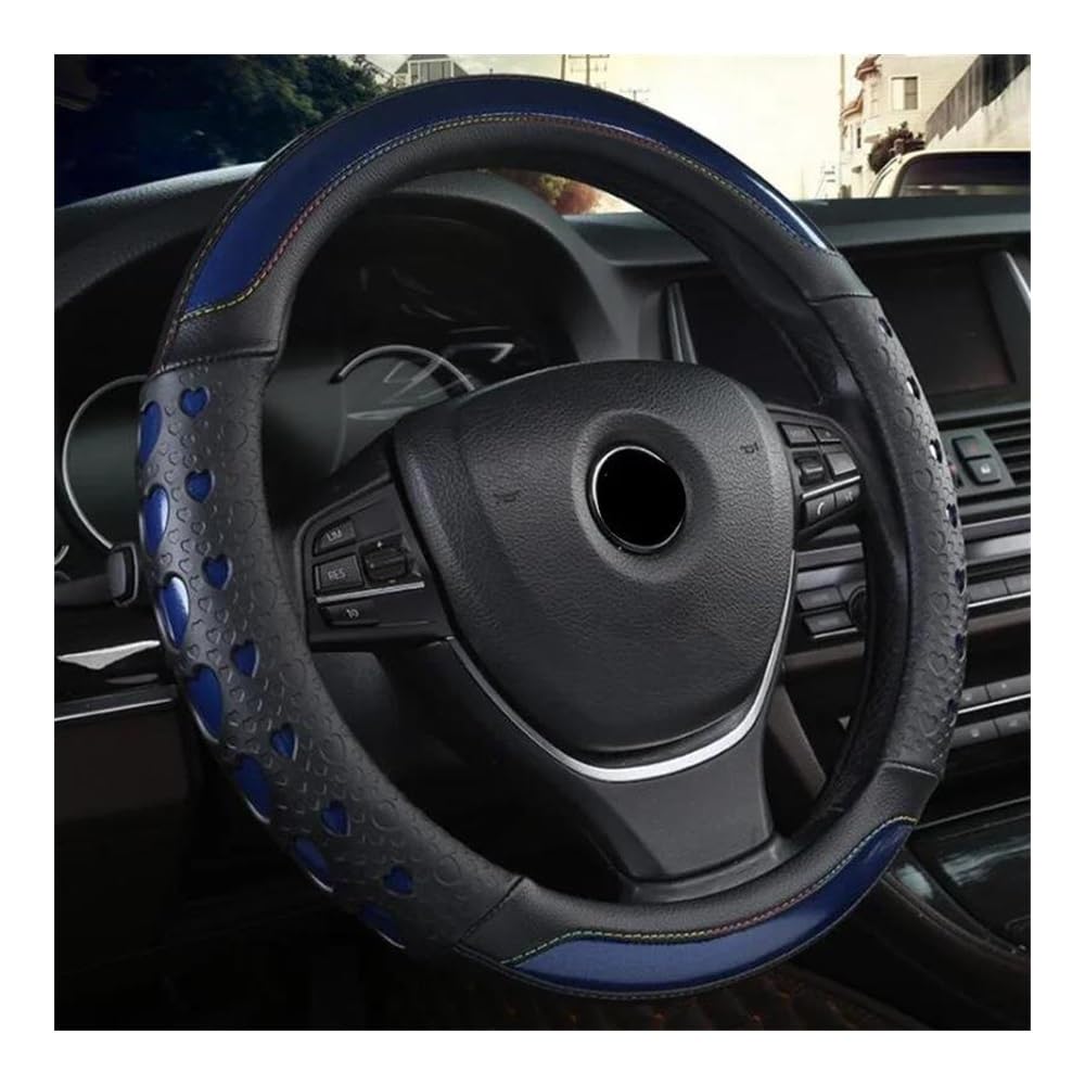 Auto-Lenkradbezüge Mode Herz Stil Auto Lenkrad Abdeckung Nicht-Slip Fit Größe 38CM Lenkrad Abdeckung Auto Innen Zubehör(Blue) von XKCMGSI