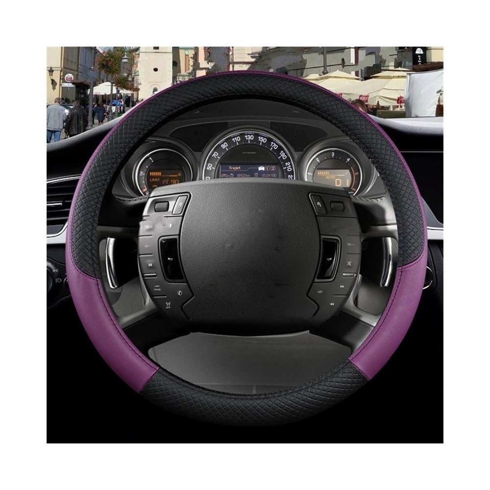 Auto-Lenkradbezüge O-Form Für Grand Für Picasso PU-Leder-Auto-Lenkradabdeckung rutschfest Für Citroen C4 Für Picasso C4 Für Aircross Für Cactus Autozubehör(Purple O) von XKCMGSI