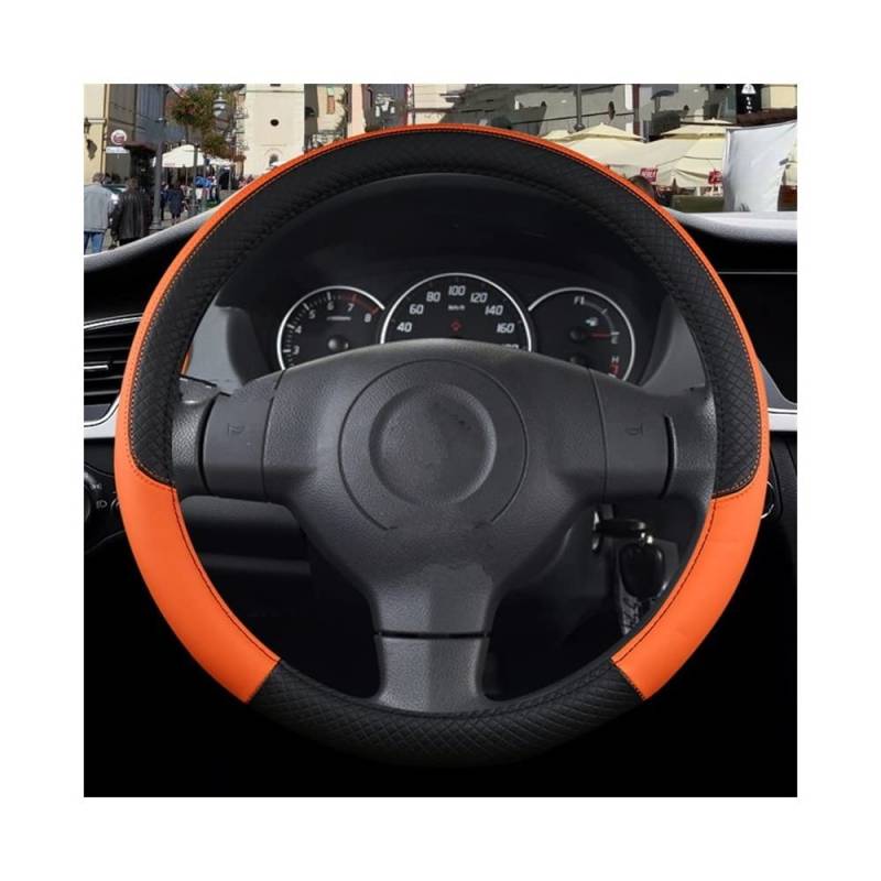 Auto-Lenkradbezüge PU Leder O/D Form Auto Lenkrad Abdeckung Für Suzuki Autozubehör rutschfest Sport Geprägtes Design Ø38cm(O Orange) von XKCMGSI