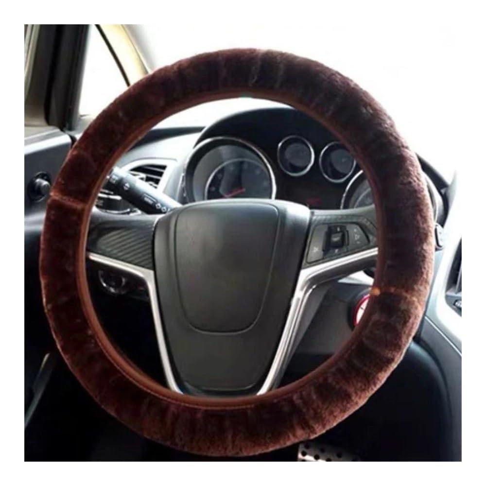 Auto-Lenkradbezüge Plüsch Auto Lenkrad Abdeckung Universal Warme Faux Pelz Lenkrad Schutz Abdeckung Für Frau Mann Auto Zubehör(Brown) von XKCMGSI