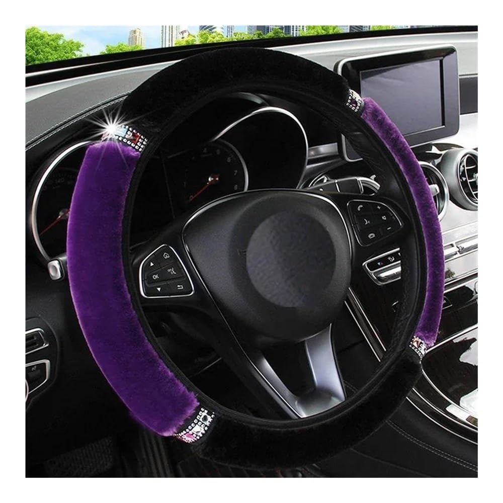 Auto-Lenkradbezüge Universal 37-38 cm Durchmesser Weiche Plüsch Strass Auto Lenkrad Abdeckung Innen Zubehör Lenkung-Abdeckung Auto-Styling(09) von XKCMGSI