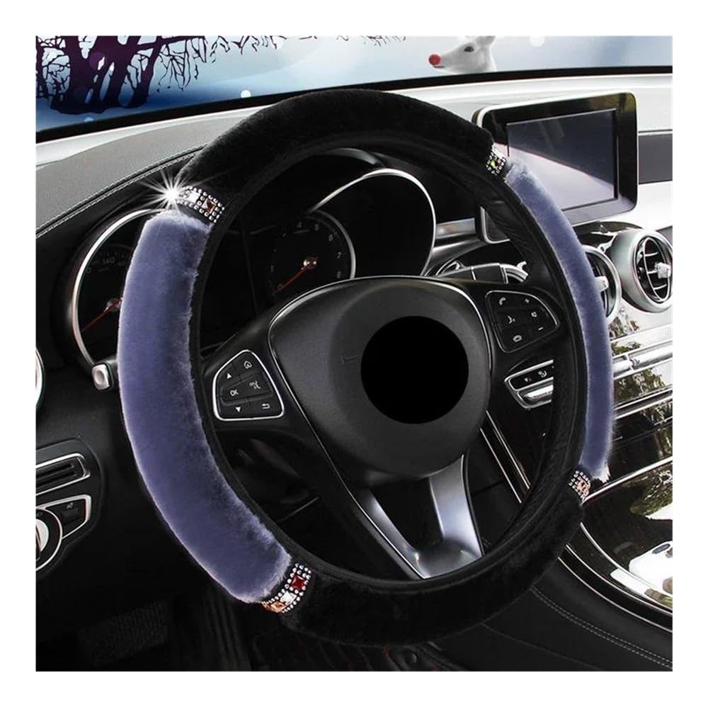 Auto-Lenkradbezüge Universal 37-38 cm Durchmesser Weiche Plüsch Strass Auto Lenkrad Abdeckung Innen Zubehör Lenkung-Abdeckung Auto-Styling(1 UK) von XKCMGSI