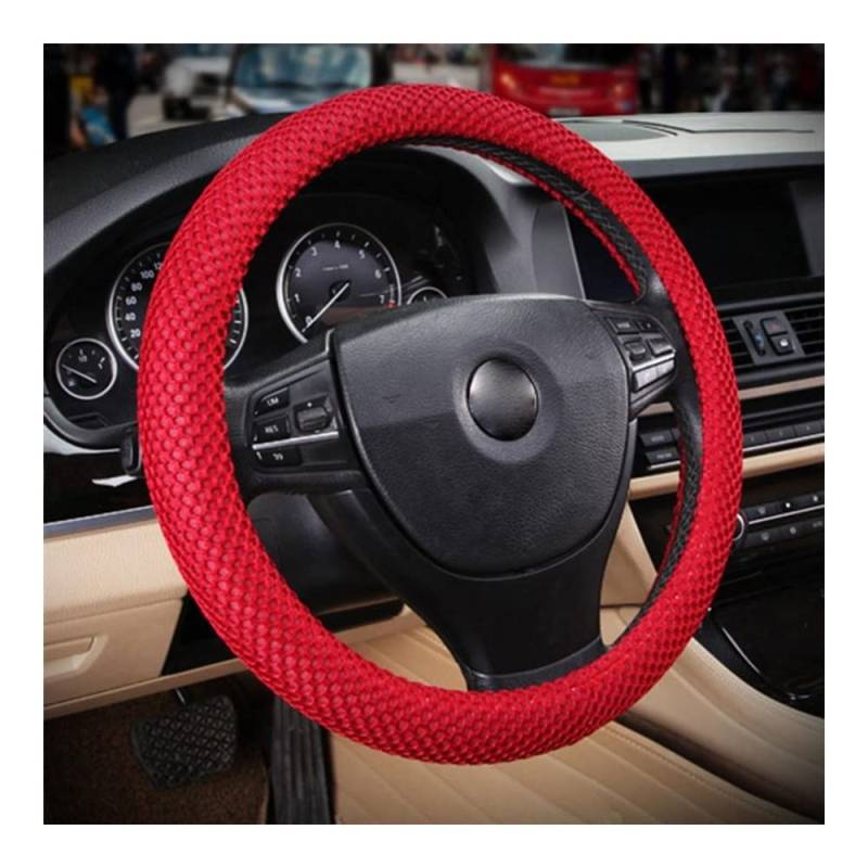 Auto-Lenkradbezüge Universal Ice Silk Lenkradabdeckung 1 Stück Für 38 cm Verschleißfestes Anti-Rutsch-Autozubehör Ohne Innenring(Rood) von XKCMGSI